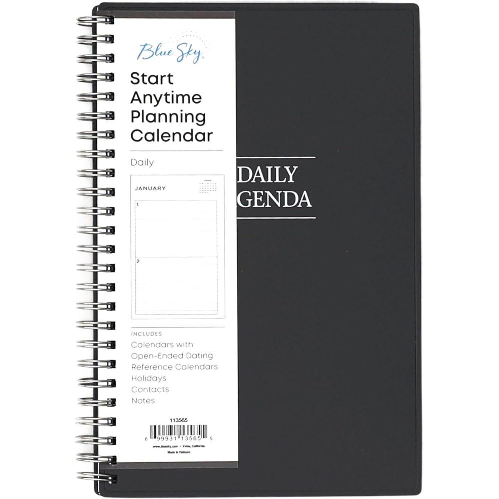 imageBlue Sky Undated Daily Planner Flexible Cover TwinWire Binding 55quot x 85quot Passages