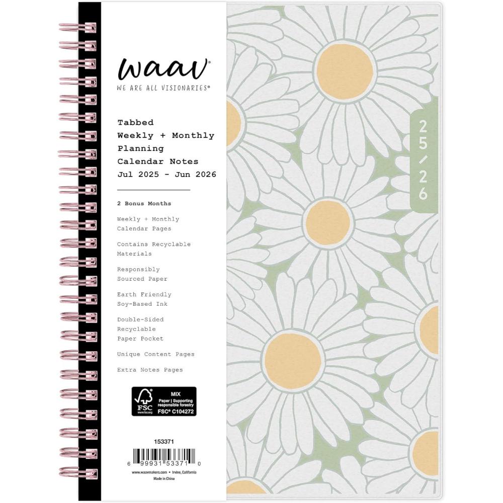 imageBlue Sky WAAV 20252026 Weekly and Monthly Academic Year Planner Calendar July 2025 June 2026 5875quot x 8625quot Flexible Cover Wirebound Laminated Tabs Storage Pocket MichelleMichelle 20252026