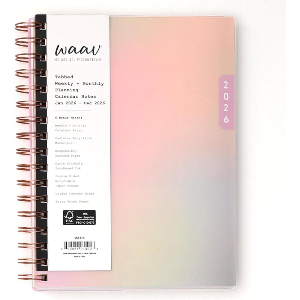 imageBlue Sky WAAV Planning Calendar Notes Gloria WeeklyMonthly Layout Safety Wirebound Laura 2026 5875quot x 8625quotGloria 2026