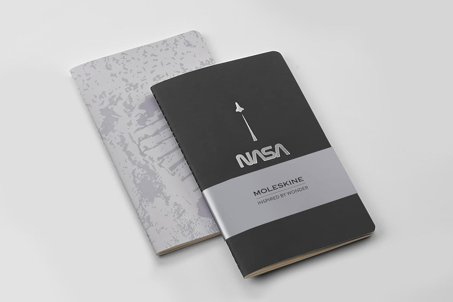 imageMoleskine Limited Edition NASAinspired Cahier Journals Soft Cover Large 5quot x 825quot Plain BlackGray 80 pages Set of 2