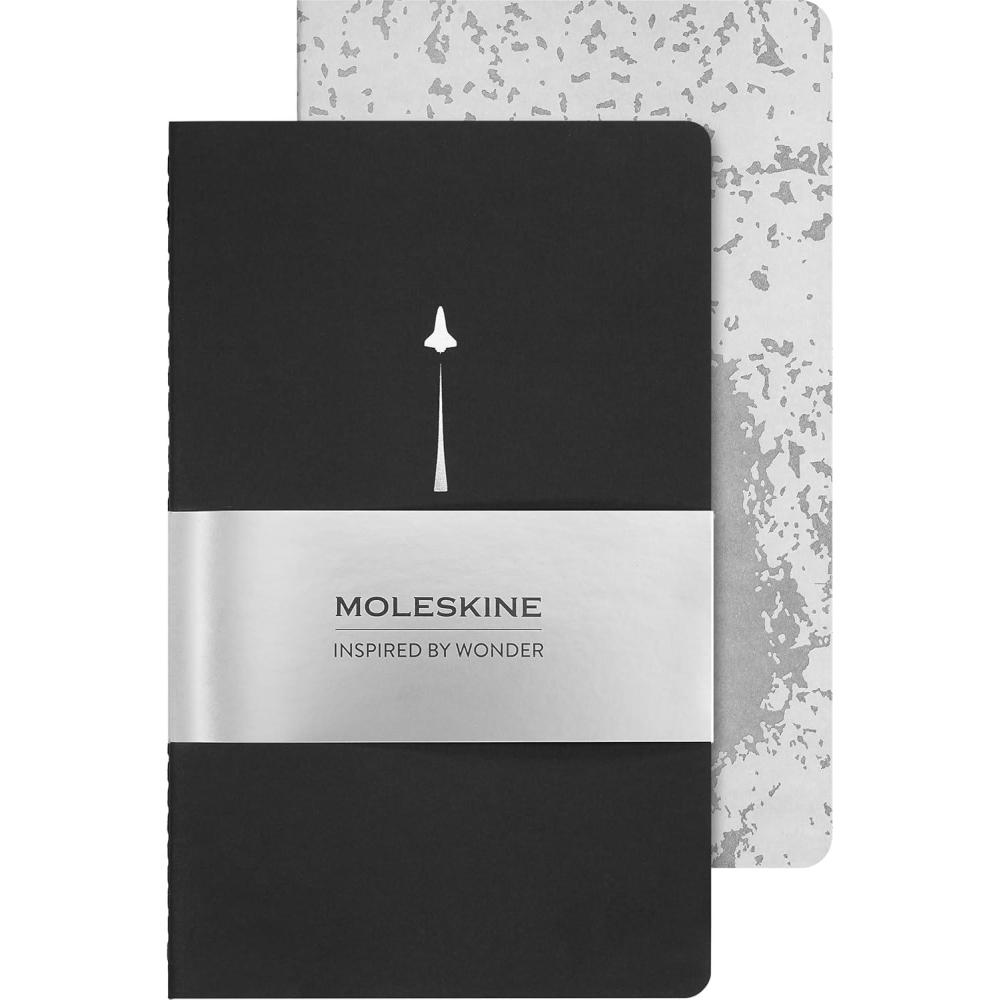 imageMoleskine Limited Edition NASAinspired Cahier Journals Soft Cover Large 5quot x 825quot Plain BlackGray 80 pages Set of 2