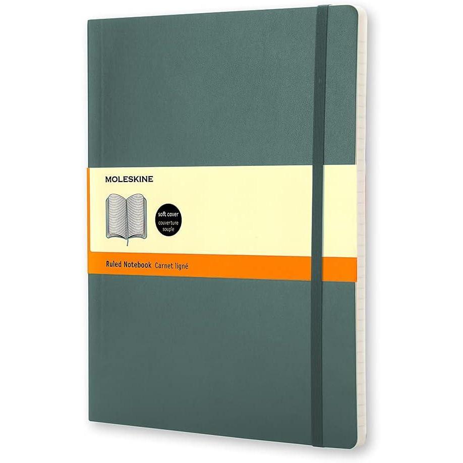imageMoleskine Classic Notebook Soft Cover XL 75quot x 95quot RuledLined Forest Green 192 Pages