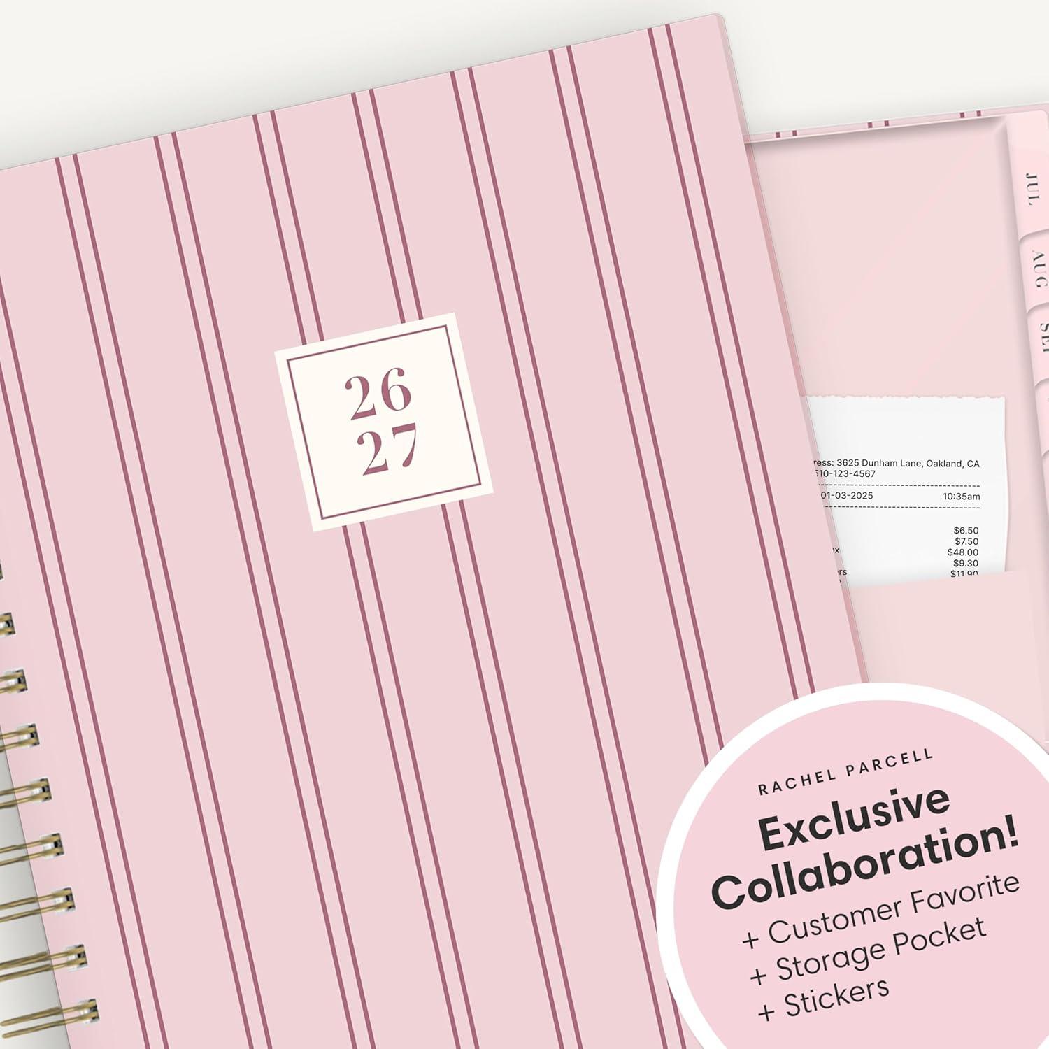 imageBlue Sky Rachel Parcell 20262027 Daily and Monthly Academic Year Planner Calendar July 2026 June 2027 7 x 9 Laminated Cover Wirebound Laminated Tabs Storage Pocket Includes Stickers Laine PinkLaine 20262027