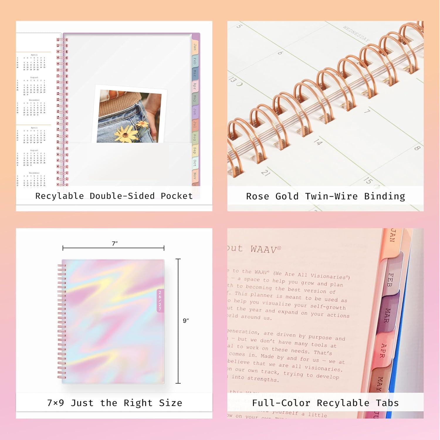 imageBlue Sky WAAV 20262027 Weekly and Monthly Academic Year Planner Calendar July 2026 June 2027 7 x 9 Flexible Cover Wirebound Laminated Tabs Storage Pocket JunnyJunny 20262027