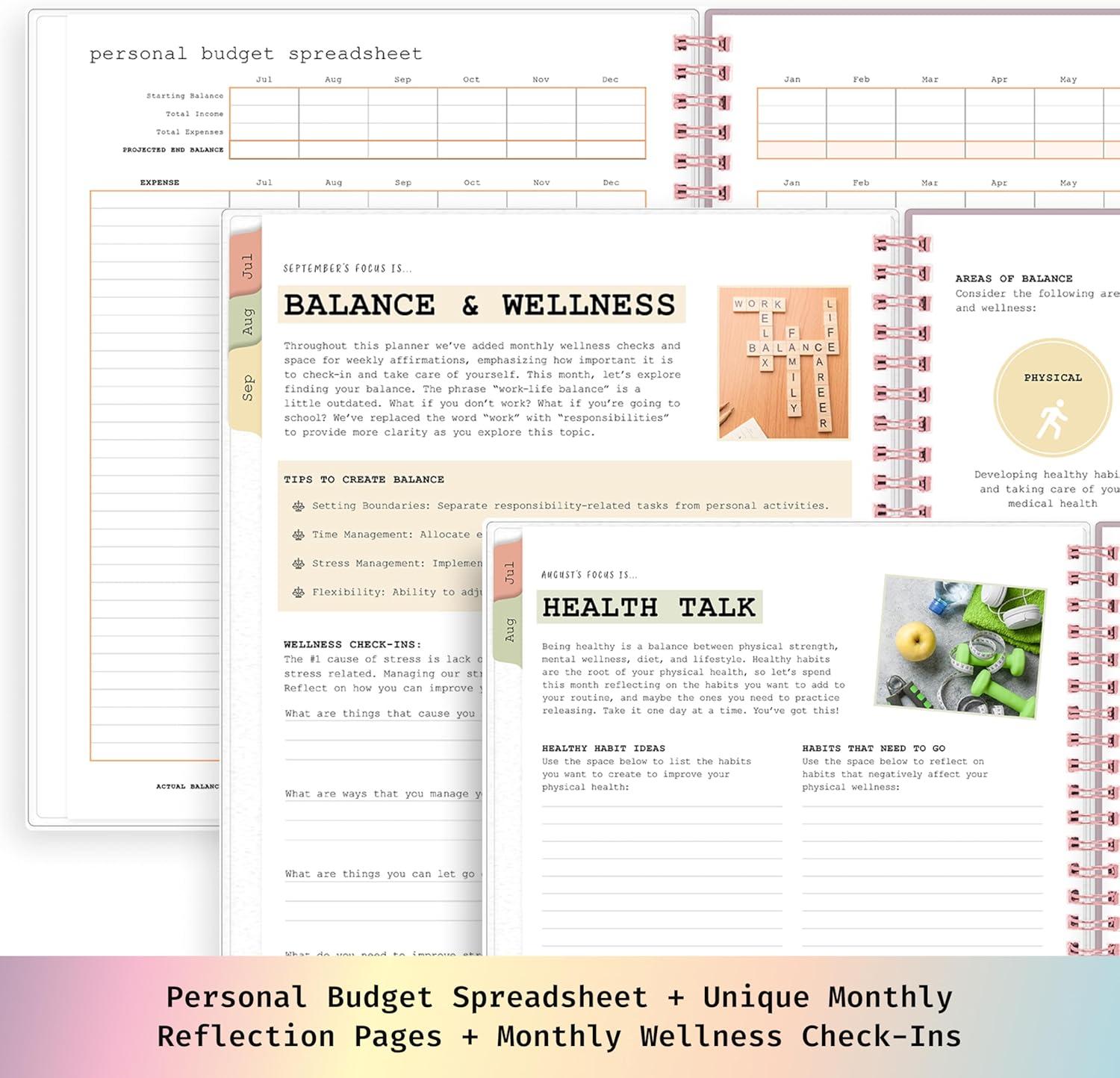 imageBlue Sky WAAV 20262027 Weekly and Monthly Academic Year Planner Calendar July 2026 June 2027 7 x 9 Flexible Cover Wirebound Laminated Tabs Storage Pocket JunnyLisa 20262027