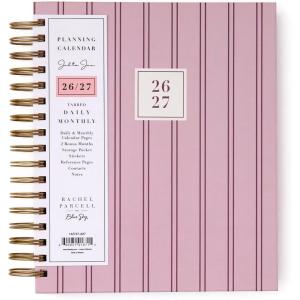 Blue Sky Rachel Parcell 2026-2027 Daily and Monthly Academic Year Planner Calendar, July 2026 – June 2027, 7″ x 9″, Laminated Cover, Wirebound, Laminated Tabs, Storage Pocket, Includes Stickers, Laine Pink(Laine- 2026/2027)