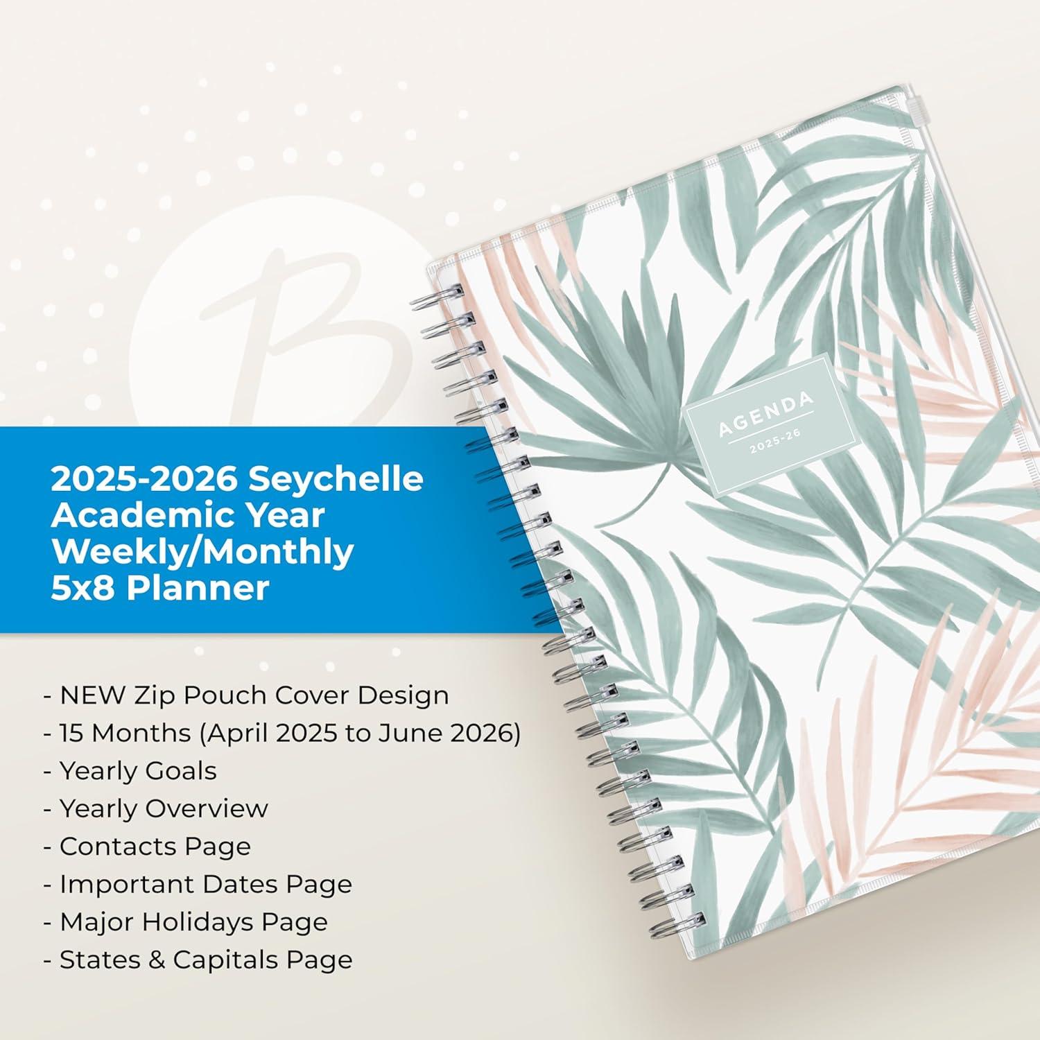 imageBlue Sky 20262027 Weekly and Monthly Academic Year 15 Month Planner Calendar April 2026 June 2027 5 x 8 Flexible Cover With Zip Pouch Wirebound Storage Pocket SeychelleSeychelle 20252026