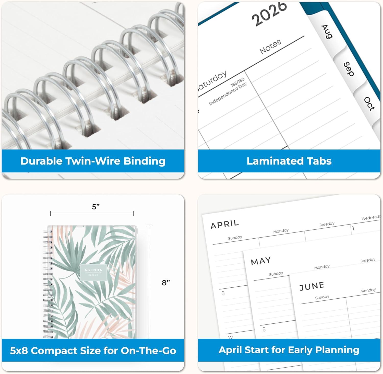 imageBlue Sky 20262027 Weekly and Monthly Academic Year 15 Month Planner Calendar April 2026 June 2027 5 x 8 Flexible Cover With Zip Pouch Wirebound Storage Pocket SeychelleSeychelle 20262027