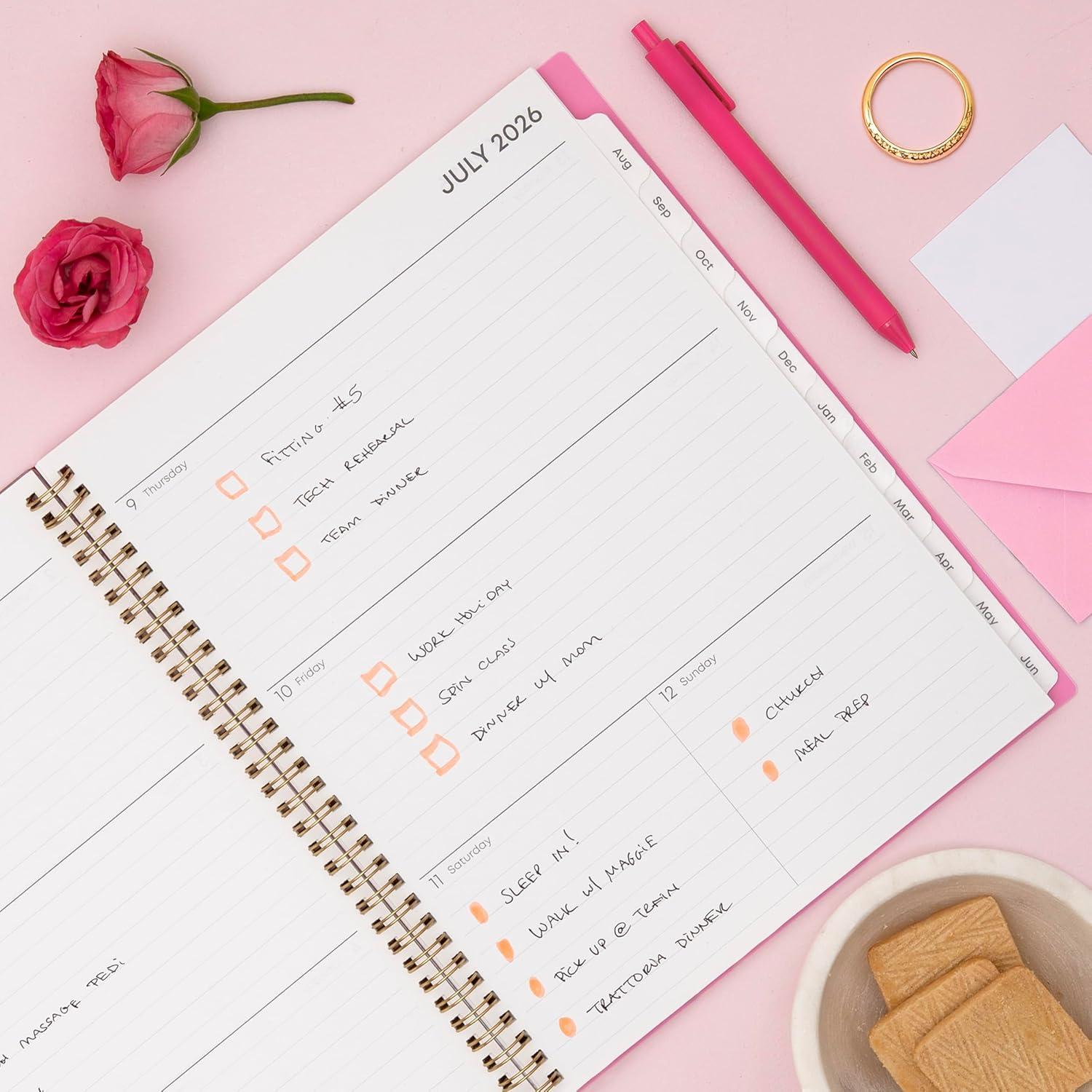 imageBlue Sky 20262027 Weekly and Monthly Academic Year Planner Calendar July 2026 June 2027 5 x 8 Flexible Cover Wirebound Laminated Tabs Roosevelt PinkRoosevelt Pink 20262027
