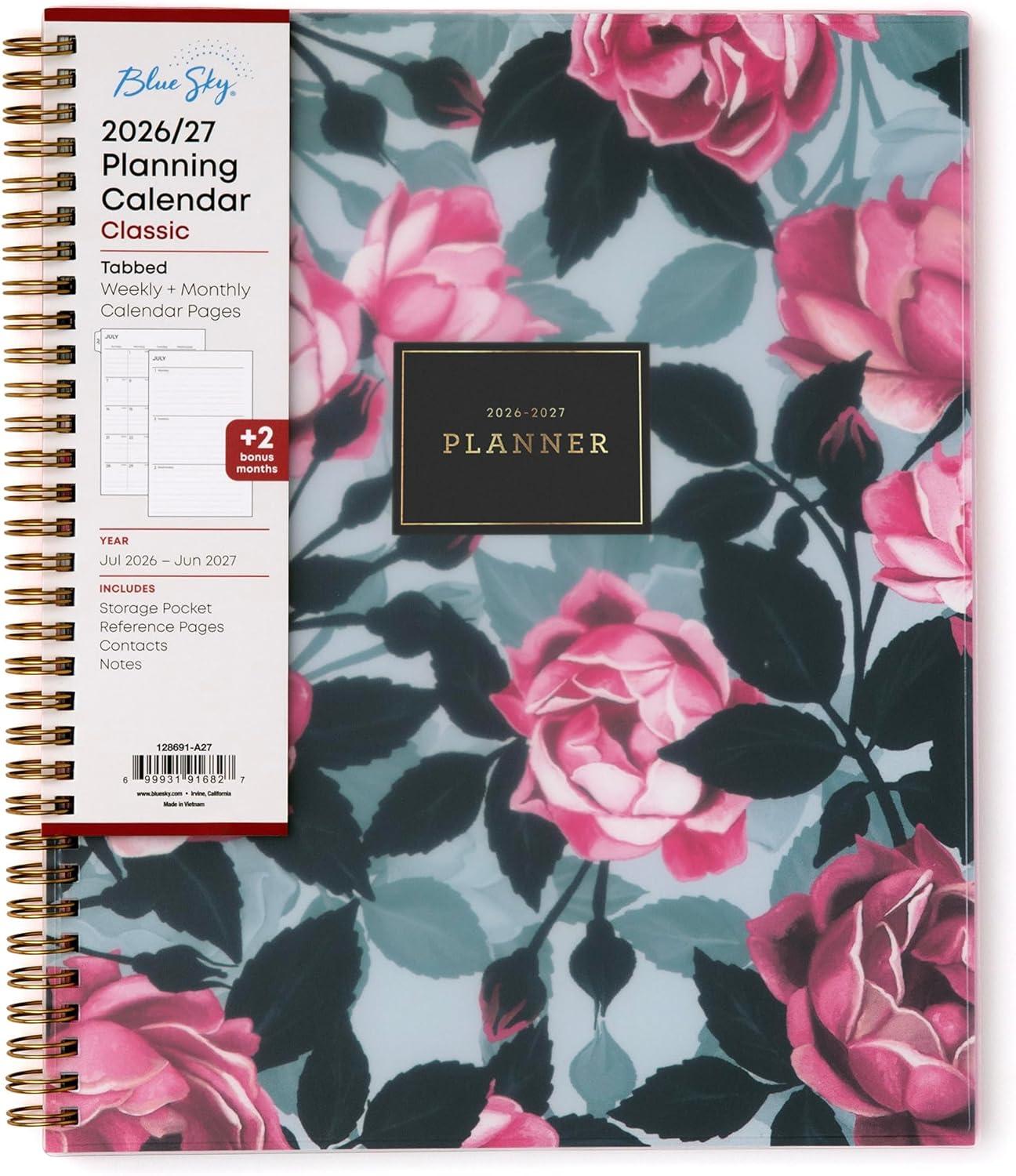 imageBlue Sky 20262027 Weekly and Monthly Academic Year Planner Calendar July 2026 June 2027 5 x 8 Flexible Cover Wirebound Laminated Tabs Roosevelt PinkRoosevelt Pink 20262027