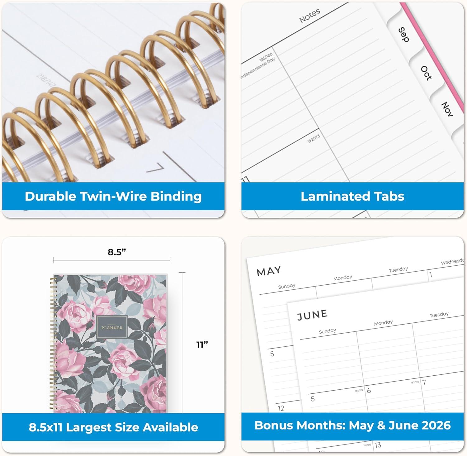 imageBlue Sky 20262027 Weekly and Monthly Academic Year Planner Calendar July 2026 June 2027 5 x 8 Flexible Cover Wirebound Laminated Tabs Roosevelt PinkRoosevelt Pink 20262027