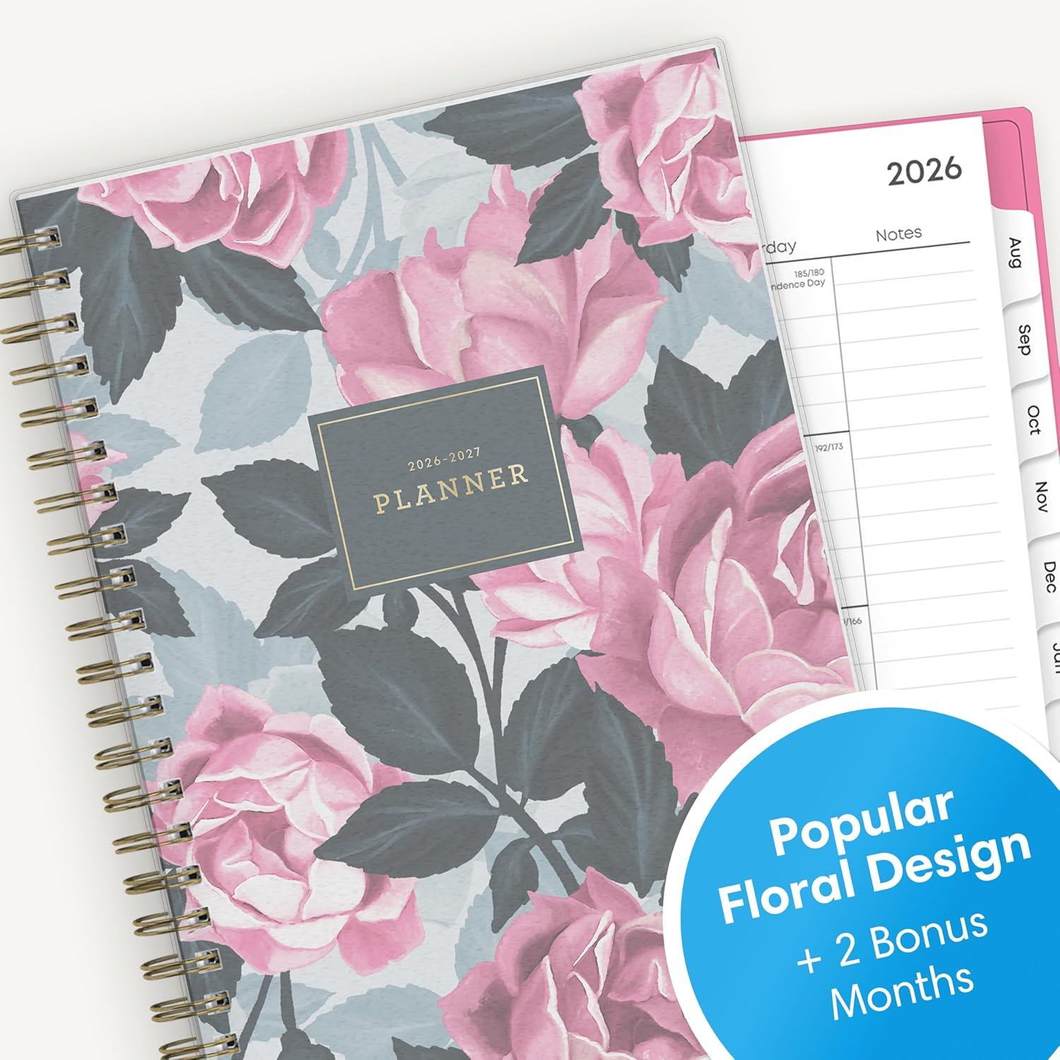 imageBlue Sky 20262027 Weekly and Monthly Academic Year Planner Calendar July 2026 June 2027 5 x 8 Flexible Cover Wirebound Laminated Tabs Roosevelt PinkRoosevelt Pink 20262027