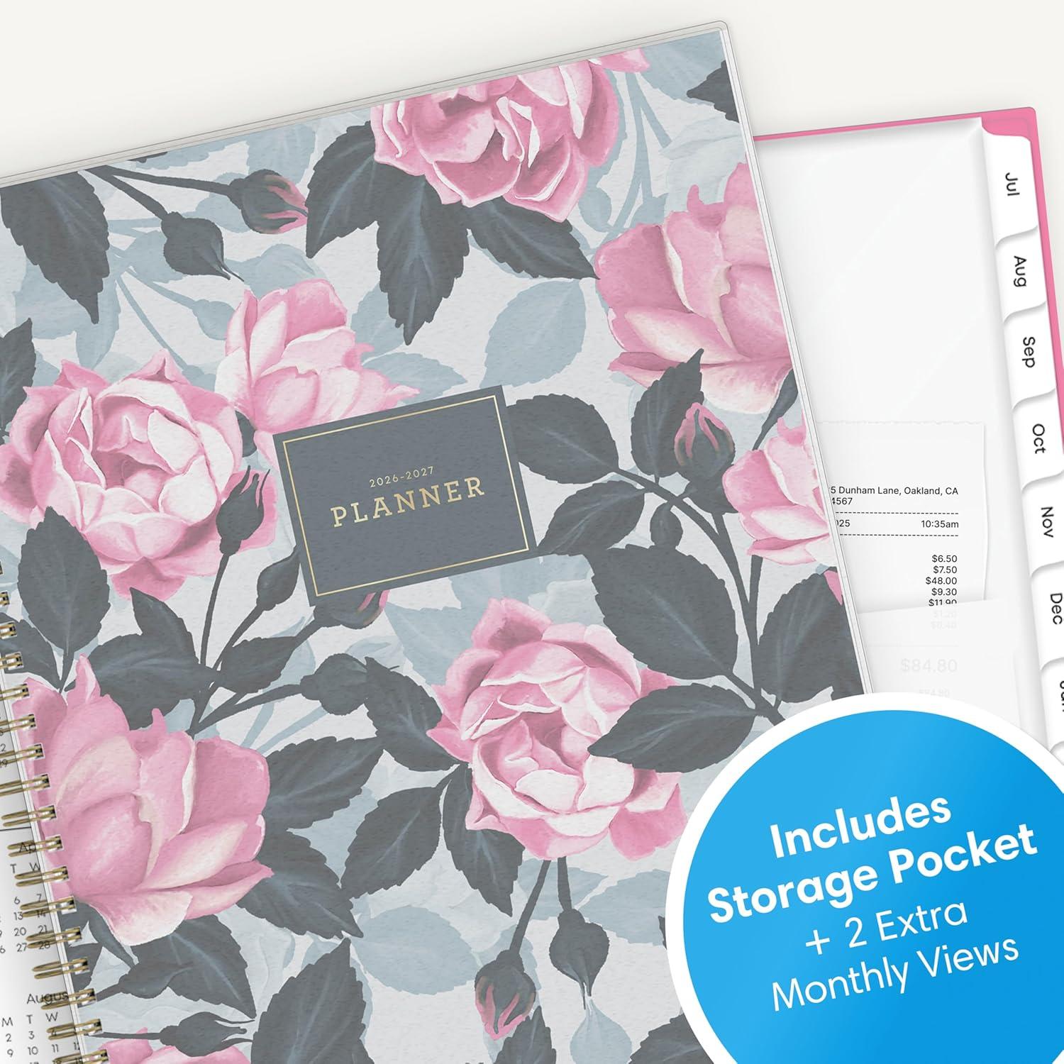 imageBlue Sky 20262027 Weekly and Monthly Academic Year Planner Calendar July 2026 June 2027 5 x 8 Flexible Cover Wirebound Laminated Tabs Roosevelt PinkRoosevelt Pink 20262027