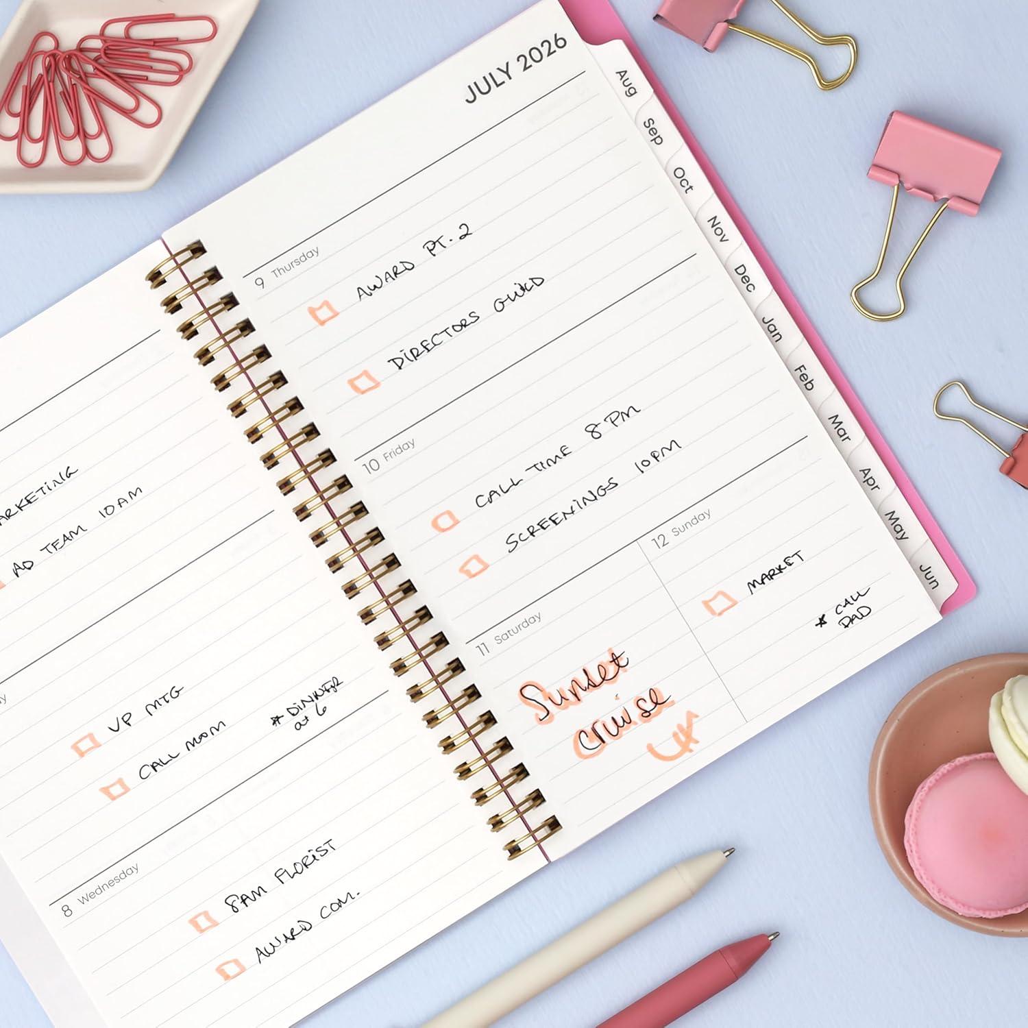 imageBlue Sky 20262027 Weekly and Monthly Academic Year Planner Calendar July 2026 June 2027 5 x 8 Flexible Cover Wirebound Laminated Tabs Roosevelt PinkRoosevelt Pink 20262027