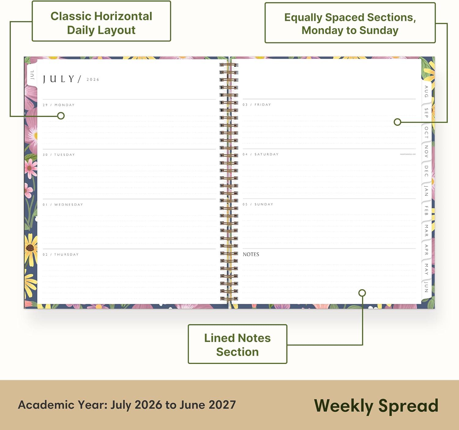 imageBlue Sky Sustainability 20262027 Weekly and Monthly Academic Year Planner Calendar July 2026 June 2027 5 x 8 Flexible Cover From Recycled Plastic Wirebound Laminated Tabs Storage Pocket GailGail 20262027