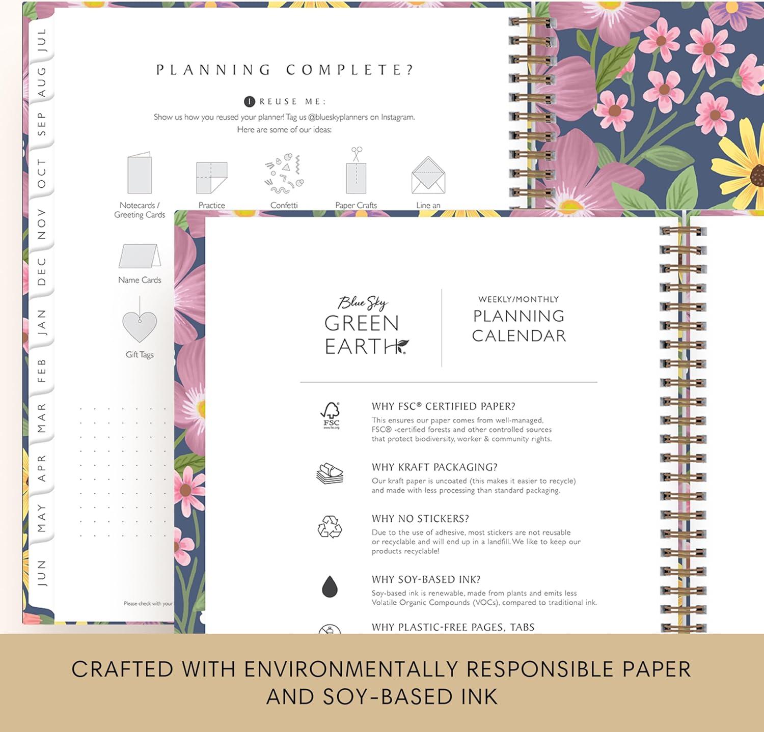 imageBlue Sky Sustainability 20262027 Weekly and Monthly Academic Year Planner Calendar July 2026 June 2027 5 x 8 Flexible Cover From Recycled Plastic Wirebound Laminated Tabs Storage Pocket GailGail 20262027