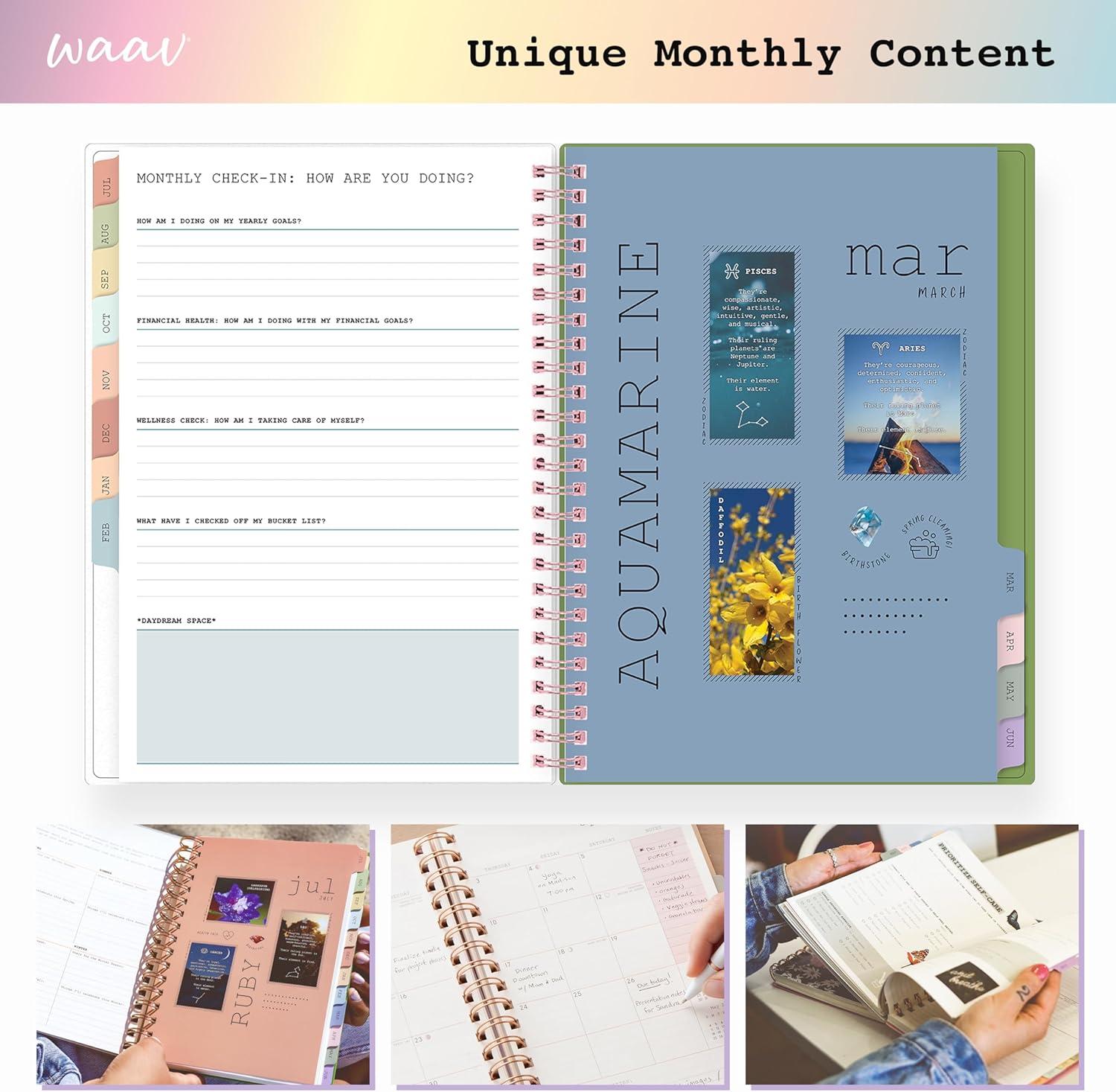 imageBlue Sky WAAV 20262027 Weekly and Monthly Academic Year Planner Calendar July 2026 June 2027 7 x 9 Flexible Cover Wirebound Laminated Tabs Storage Pocket Includes 20 Extra Notes Pages MichelleMichelle 20262027