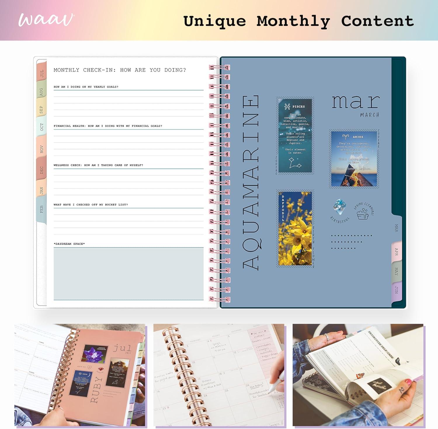 imageBlue Sky WAAV 20262027 Weekly and Monthly Academic Year Planner Calendar July 2026 June 2027 7 x 9 Flexible Cover Wirebound Laminated Tabs Storage Pocket Includes 20 Extra Notes Pages MichelleCallisto 20262027