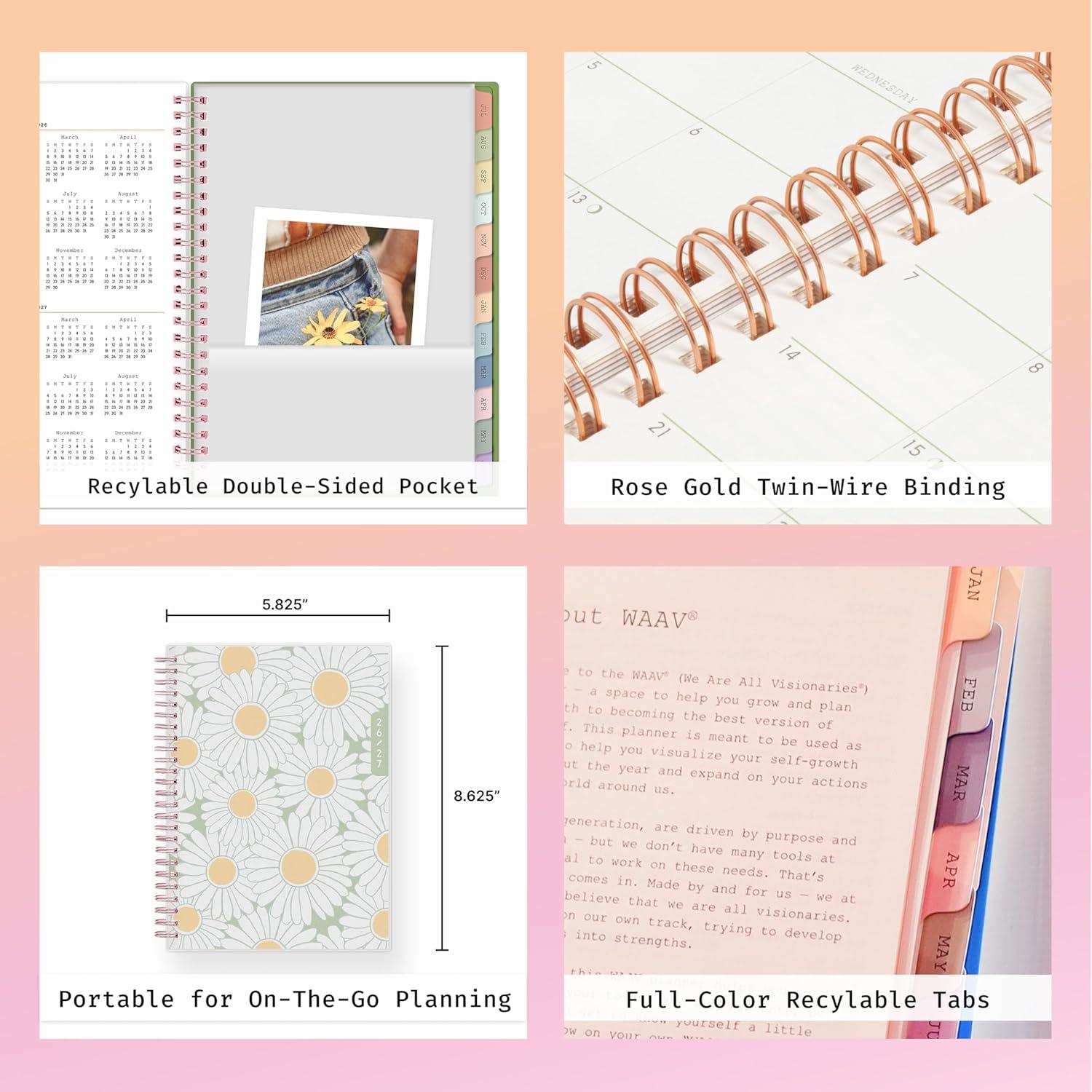 imageBlue Sky WAAV 20262027 Weekly and Monthly Academic Year Planner Calendar July 2026 June 2027 7 x 9 Flexible Cover Wirebound Laminated Tabs Storage Pocket Includes 20 Extra Notes Pages MichelleMichelle 20262027