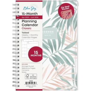 Blue Sky 2026-2027 Weekly and Monthly Academic Year 15 Month Planner Calendar, April 2026 – June 2027, 5″ x 8″, Flexible Cover With Zip Pouch, Wirebound, Storage Pocket, Seychelle(Seychelle- 2025/2026)