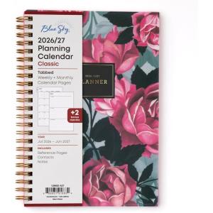 Blue Sky 2026-2027 Weekly and Monthly Academic Year Planner Calendar, July 2026 – June 2027, 5″ x 8″, Flexible Cover, Wirebound, Laminated Tabs, Roosevelt Pink(Roosevelt Pink- 2026/2027)