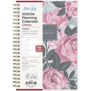 Blue Sky 2026-2027 Weekly and Monthly Academic Year Planner Calendar, July 2026 – June 2027, 5″ x 8″, Flexible Cover, Wirebound, Laminated Tabs, Roosevelt Pink(Roosevelt Pink- 2025/2026)