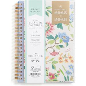 Blue Sky Day Designer 2026-2027 Weekly and Monthly Academic Year Planner Calendar, July 2026 – June 2027, 5″ x 8″, Clear Pocket Cover, Laminated Tabs, Storage Pocket, Includes Stickers, Climbing Floral Blush(Climbing Floral Blush- 2025/2026)