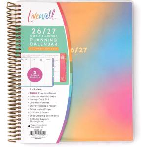 Blue Sky Livewell 2026-2027 Weekly and Monthly Academic Year Planner Calendar, July 2026 – June 2027, 7″ x 9″, Flexible Cover, Wirebound, Colorful Interior, Laminated Tabs, Storage Pocket, Includes Stickers, Charmie(Beck- 2026/2027)