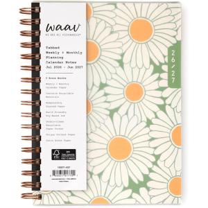 Blue Sky WAAV 2026-2027 Weekly and Monthly Academic Year Planner Calendar, July 2026 – June 2027, 7″ x 9″, Flexible Cover, Wirebound, Laminated Tabs, Storage Pocket, Includes 20 Extra Notes Pages, Michelle(Michelle- 2026/2027)