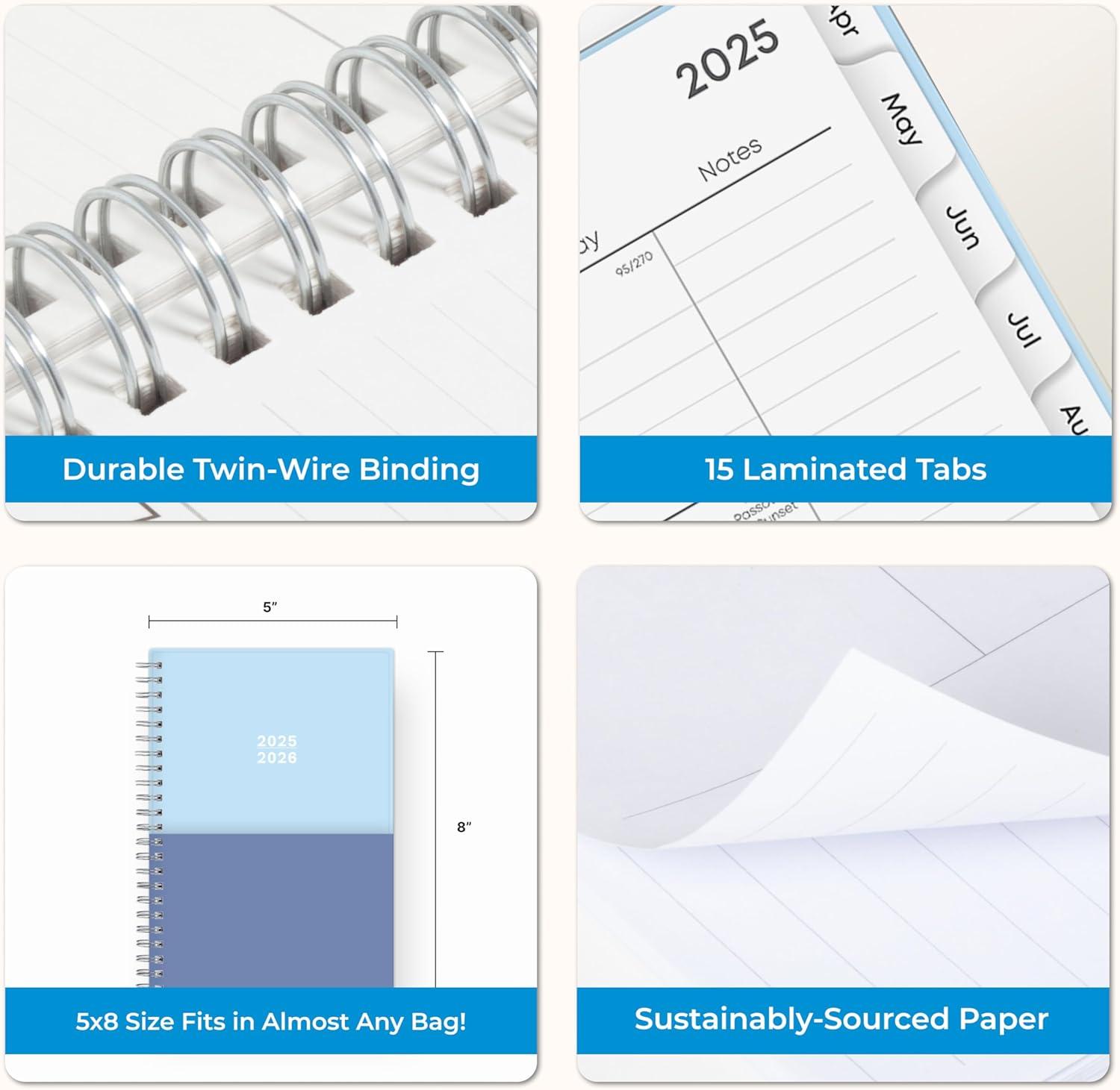 imageBlue Sky 20262027 Weekly and Monthly Academic Year 15 Month Planner Calendar April 2026 June 2027 5 x 8 Flexible Cover With Pockets Wirebound Storage Pocket BluesBlues 20252026