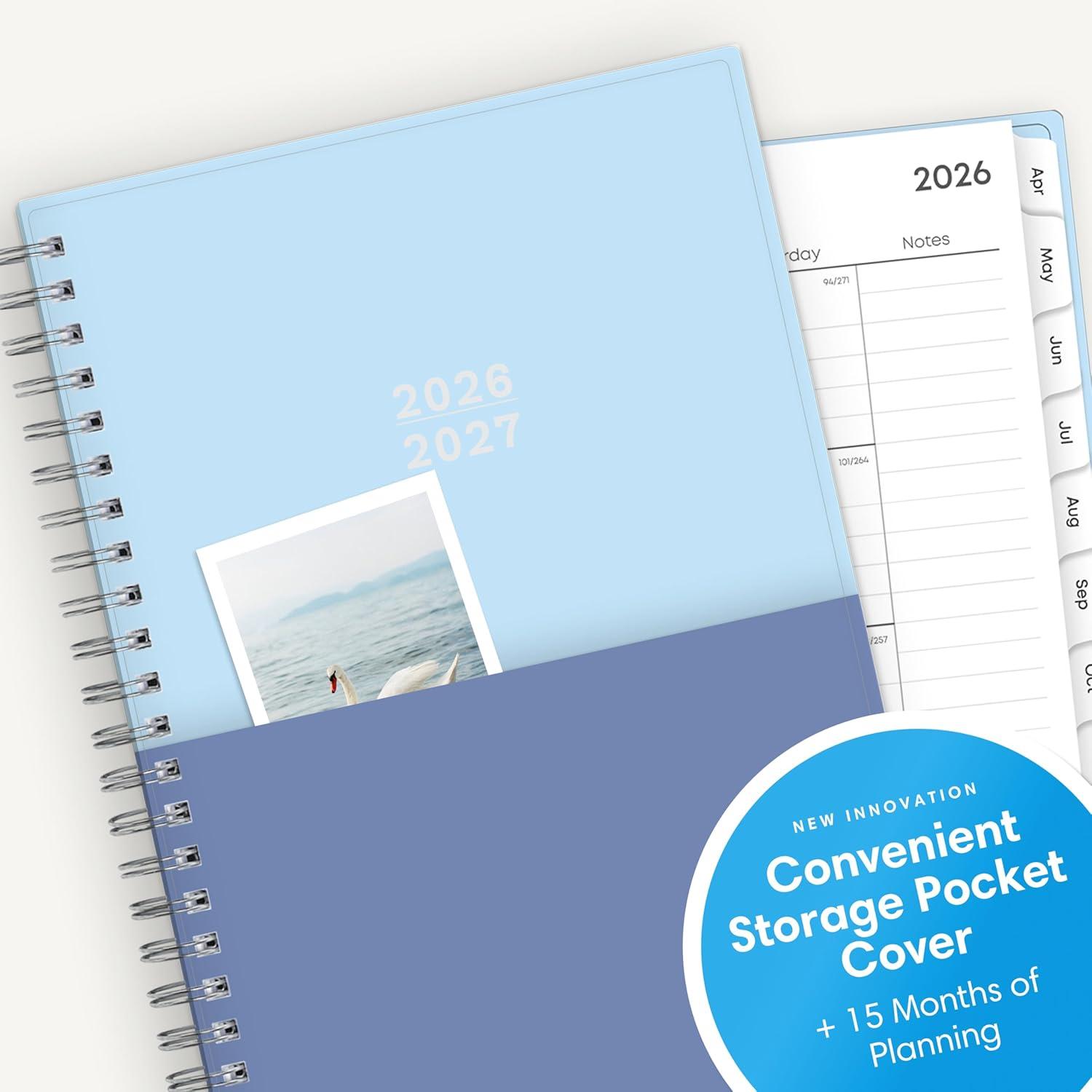 imageBlue Sky 20262027 Weekly and Monthly Academic Year 15 Month Planner Calendar April 2026 June 2027 5 x 8 Flexible Cover With Pockets Wirebound Storage Pocket BluesBlues 20262027