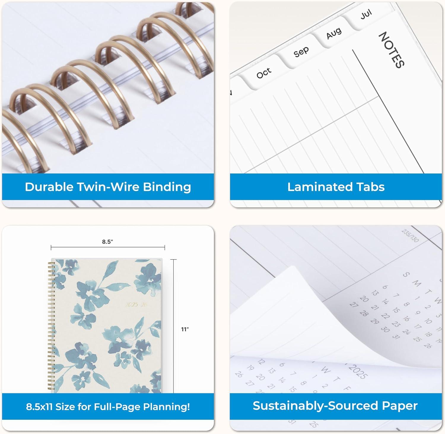 imageBlue Sky 20262027 Weekly and Monthly Academic Year Planner Calendar July 2026 June 2027 5 x 8 Flexible Cover Wirebound Laminated Tabs Bakah BlueBakah Blue 20252026