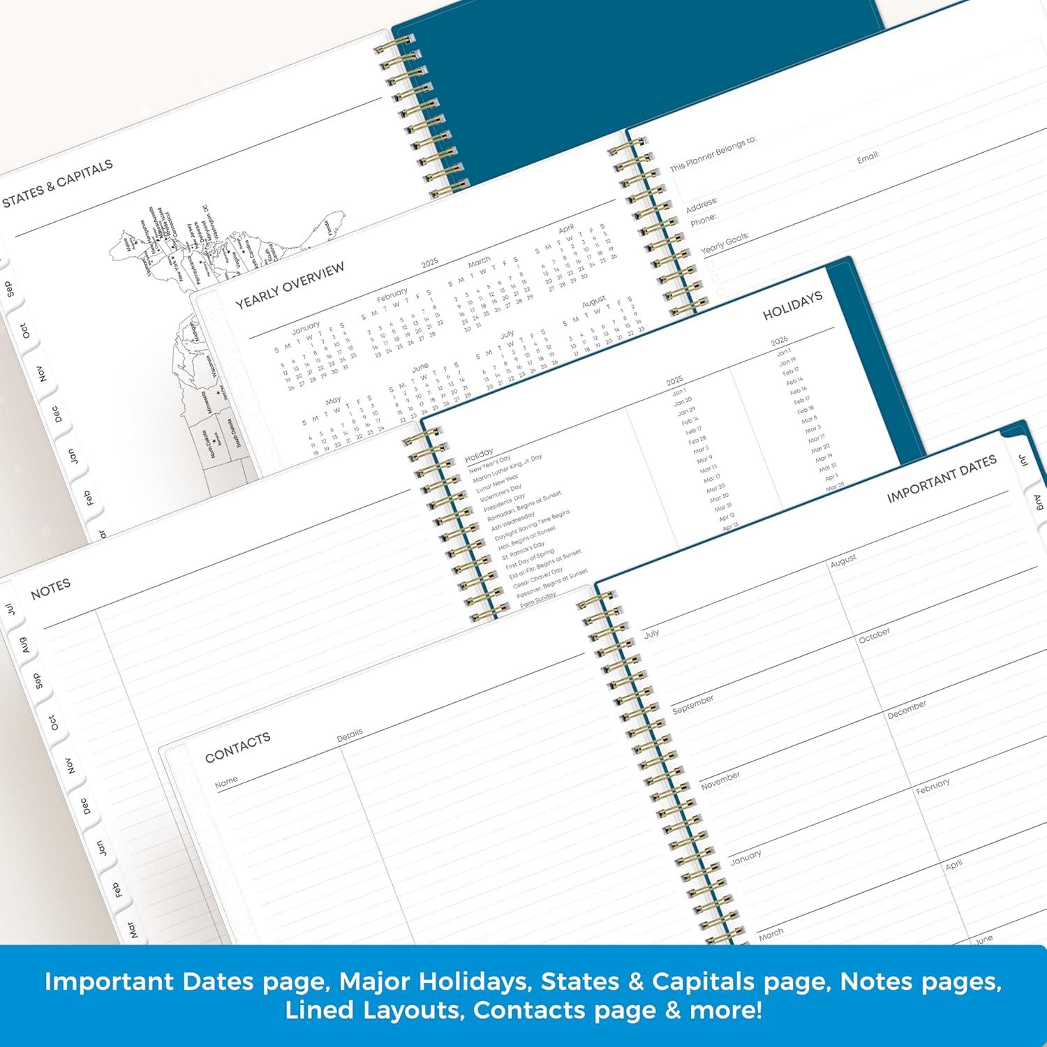 imageBlue Sky 20262027 Weekly and Monthly Academic Year Planner Calendar July 2026 June 2027 5 x 8 Flexible Cover Wirebound Laminated Tabs Bakah BlueBakah Blue 20252026