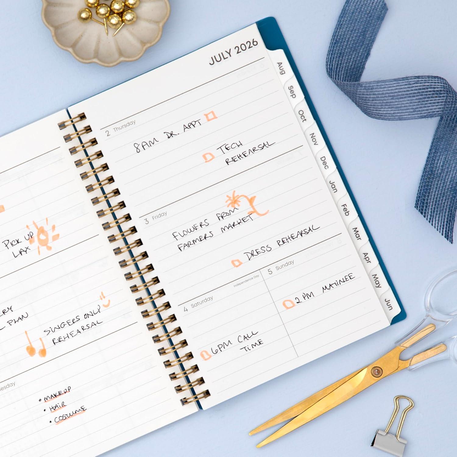imageBlue Sky 20262027 Weekly and Monthly Academic Year Planner Calendar July 2026 June 2027 5 x 8 Flexible Cover Wirebound Laminated Tabs Bakah BlueBakah Blue 20262027