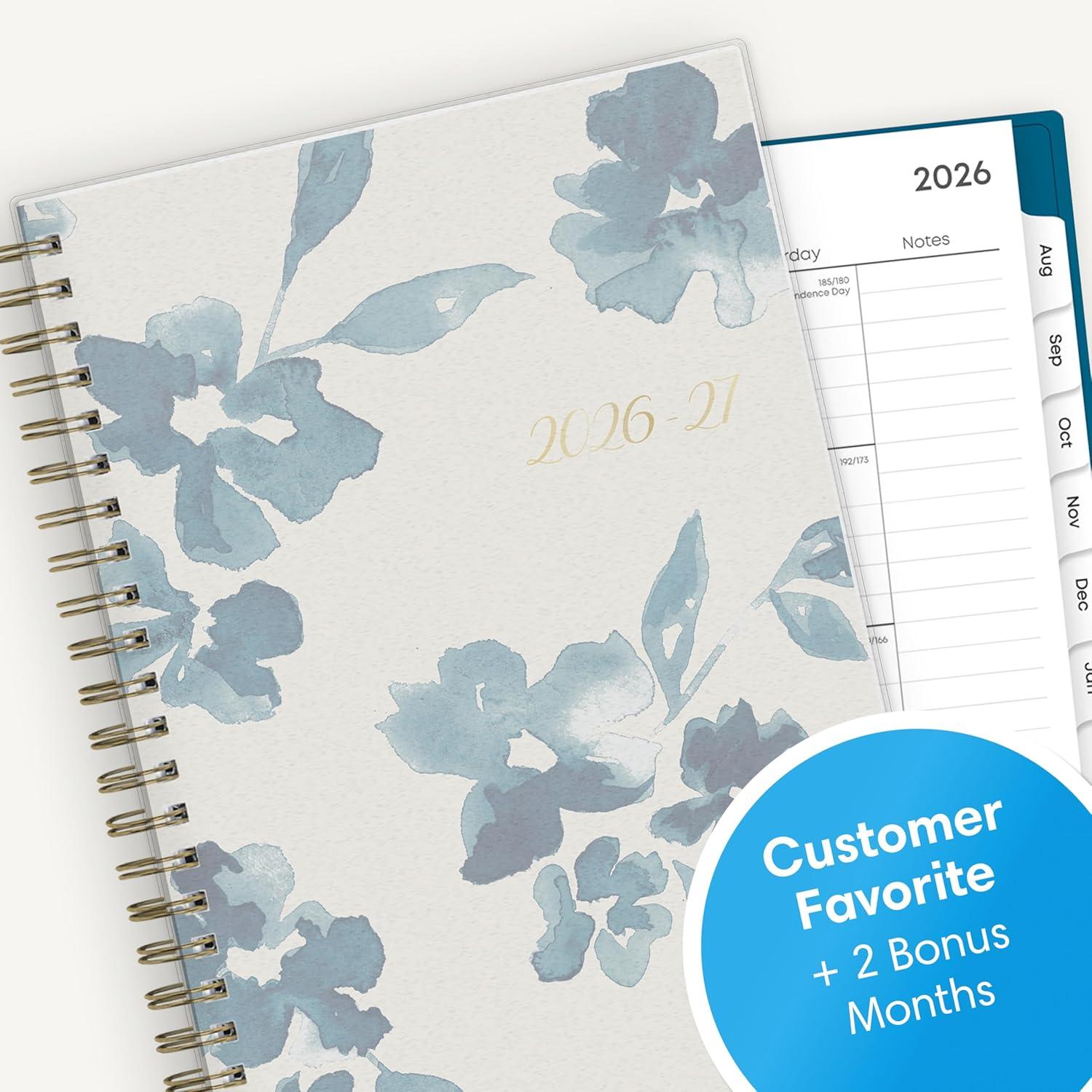 imageBlue Sky 20262027 Weekly and Monthly Academic Year Planner Calendar July 2026 June 2027 5 x 8 Flexible Cover Wirebound Laminated Tabs Bakah BlueBakah Blue 20262027