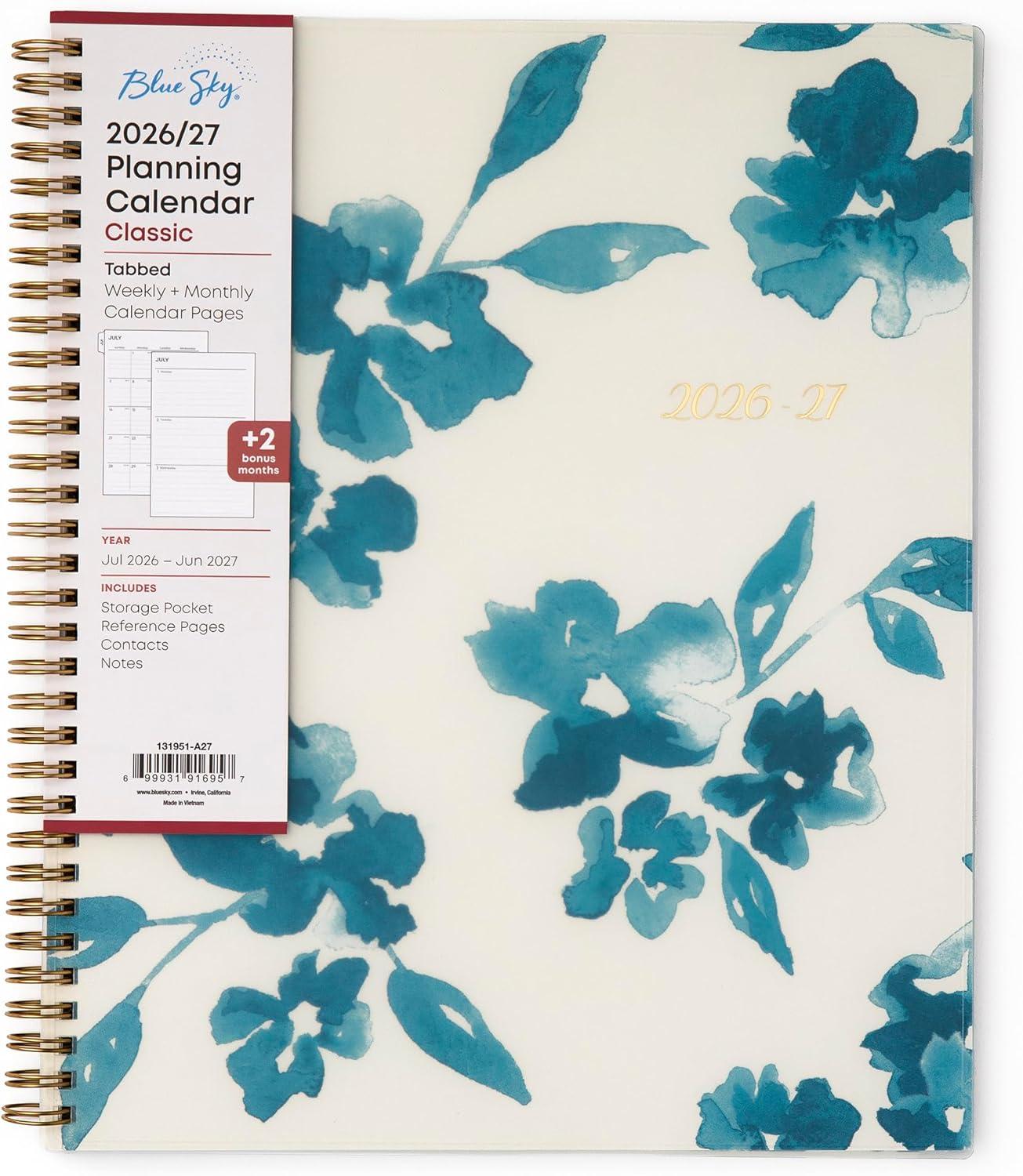 imageBlue Sky 20262027 Weekly and Monthly Academic Year Planner Calendar July 2026 June 2027 5 x 8 Flexible Cover Wirebound Laminated Tabs Bakah BlueBakah Blue 20262027