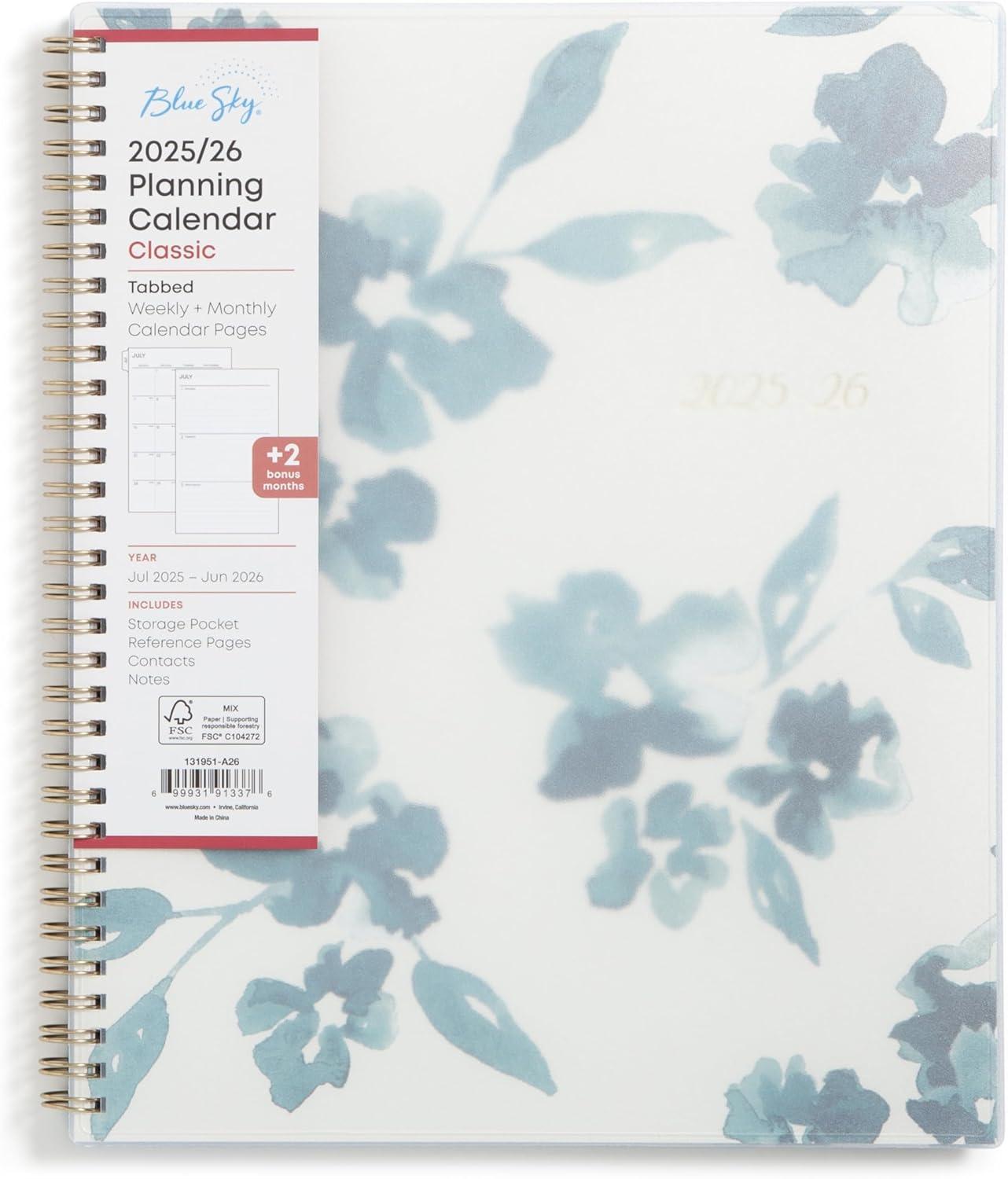 imageBlue Sky 20262027 Weekly and Monthly Academic Year Planner Calendar July 2026 June 2027 5 x 8 Flexible Cover Wirebound Laminated Tabs Bakah BlueBakah Blue 20252026