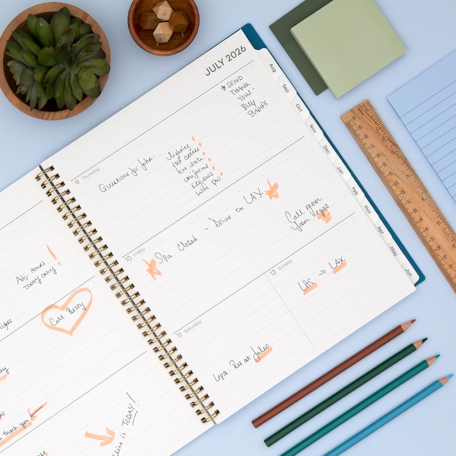 imageBlue Sky 20262027 Weekly and Monthly Academic Year Planner Calendar July 2026 June 2027 5 x 8 Flexible Cover Wirebound Laminated Tabs Bakah BlueBakah Blue 20262027