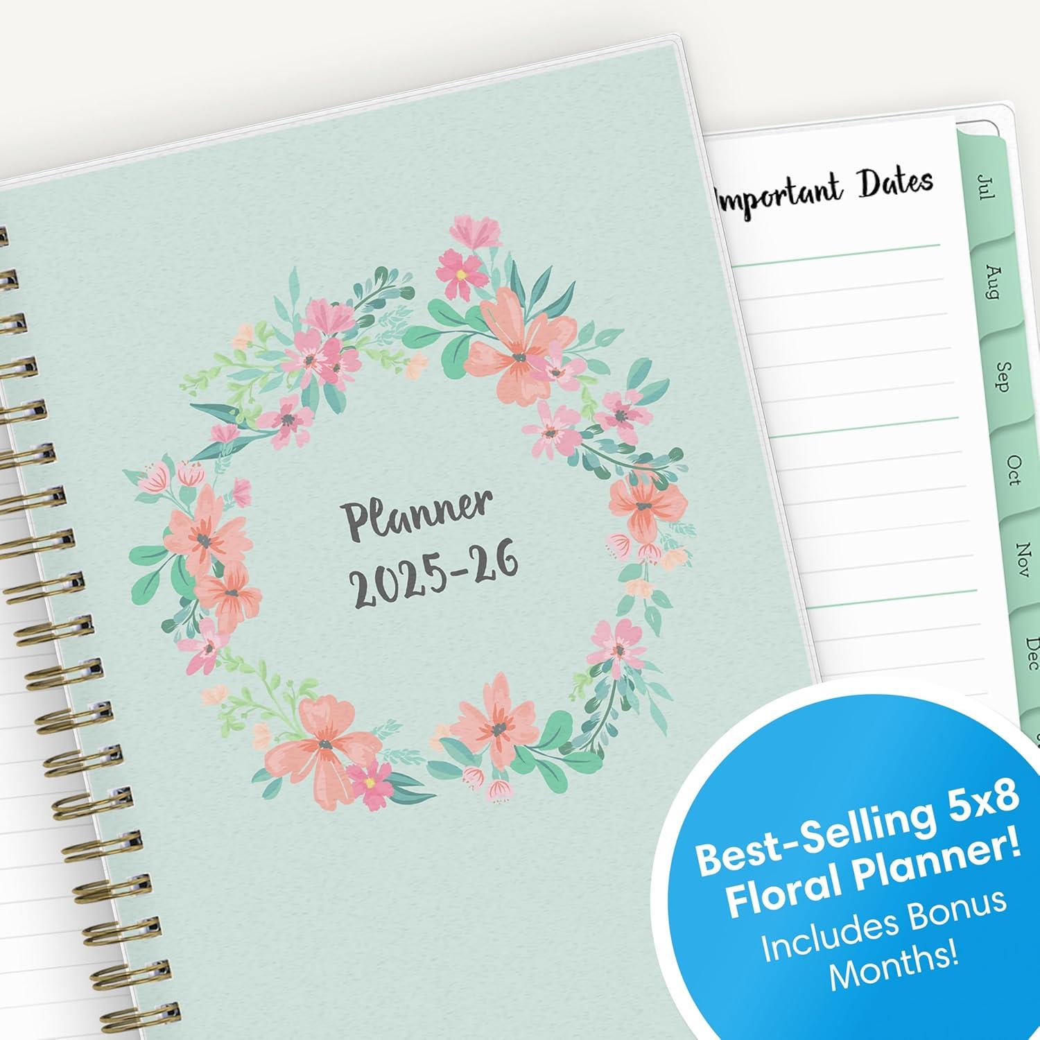 imageBlue Sky 20262027 Weekly and Monthly Academic Year Planner Calendar July 2026 June 2027 5 x 8 Flexible Cover Wirebound Laminated Tabs LaurelLaurel 20252026