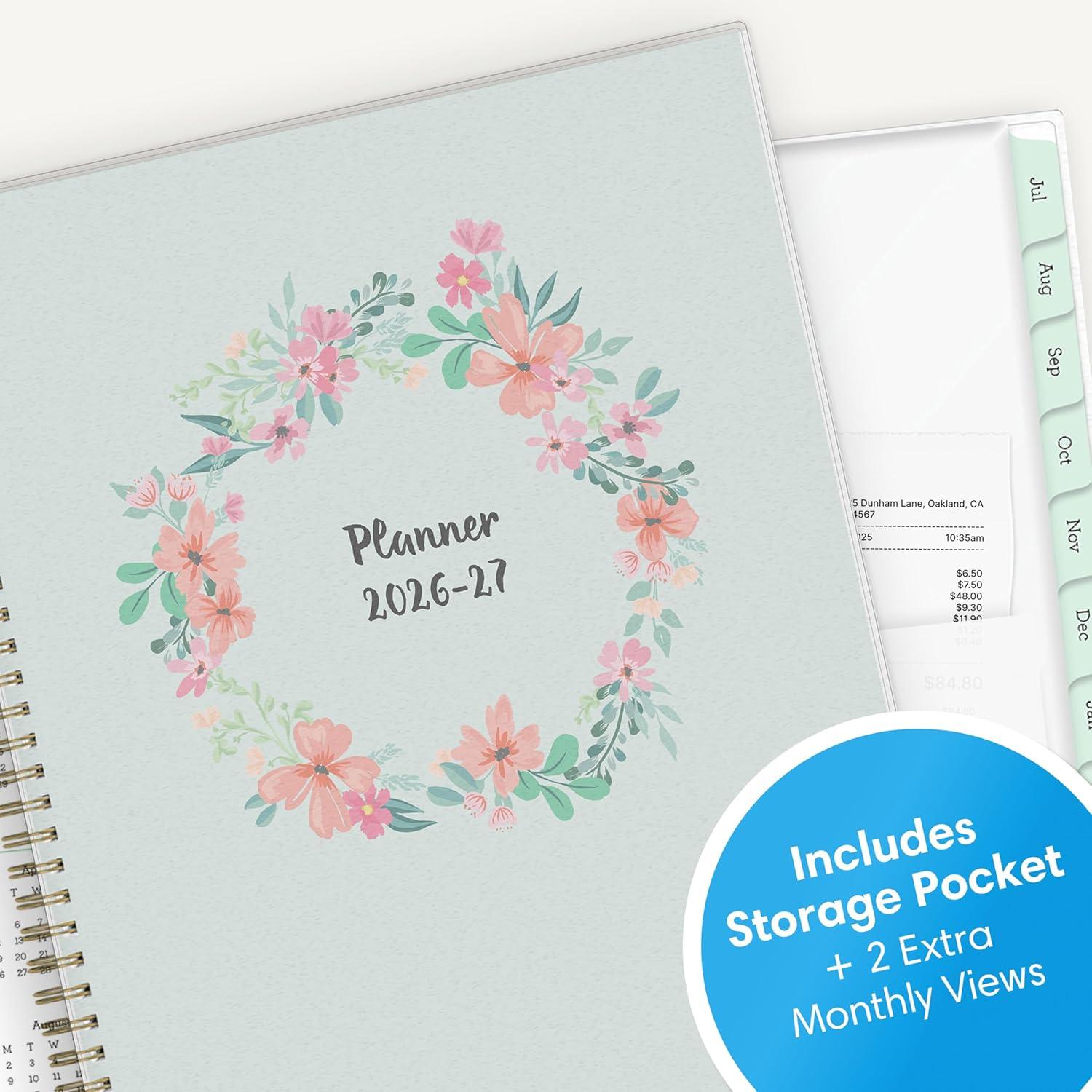 imageBlue Sky 20262027 Weekly and Monthly Academic Year Planner Calendar July 2026 June 2027 5 x 8 Flexible Cover Wirebound Laminated Tabs LaurelLaurel 20262027