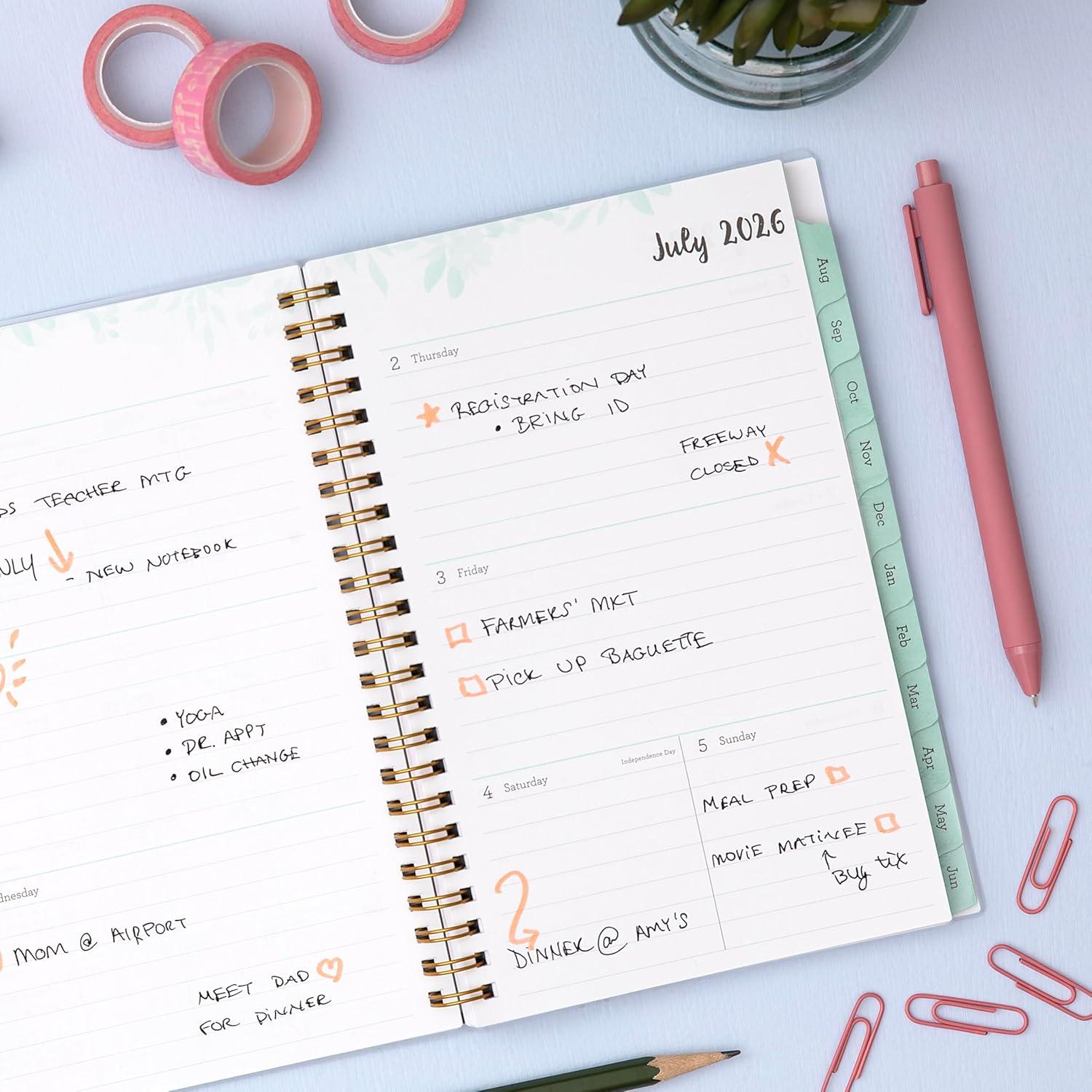 imageBlue Sky 20262027 Weekly and Monthly Academic Year Planner Calendar July 2026 June 2027 5 x 8 Flexible Cover Wirebound Laminated Tabs LaurelLaurel 20262027
