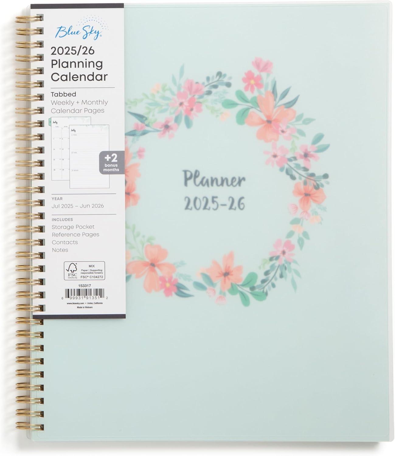 imageBlue Sky 20262027 Weekly and Monthly Academic Year Planner Calendar July 2026 June 2027 5 x 8 Flexible Cover Wirebound Laminated Tabs LaurelLaurel 20252026