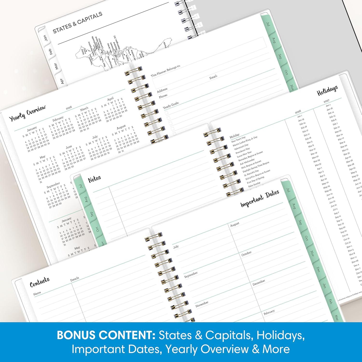 imageBlue Sky 20262027 Weekly and Monthly Academic Year Planner Calendar July 2026 June 2027 5 x 8 Flexible Cover Wirebound Laminated Tabs LaurelLaurel 20262027