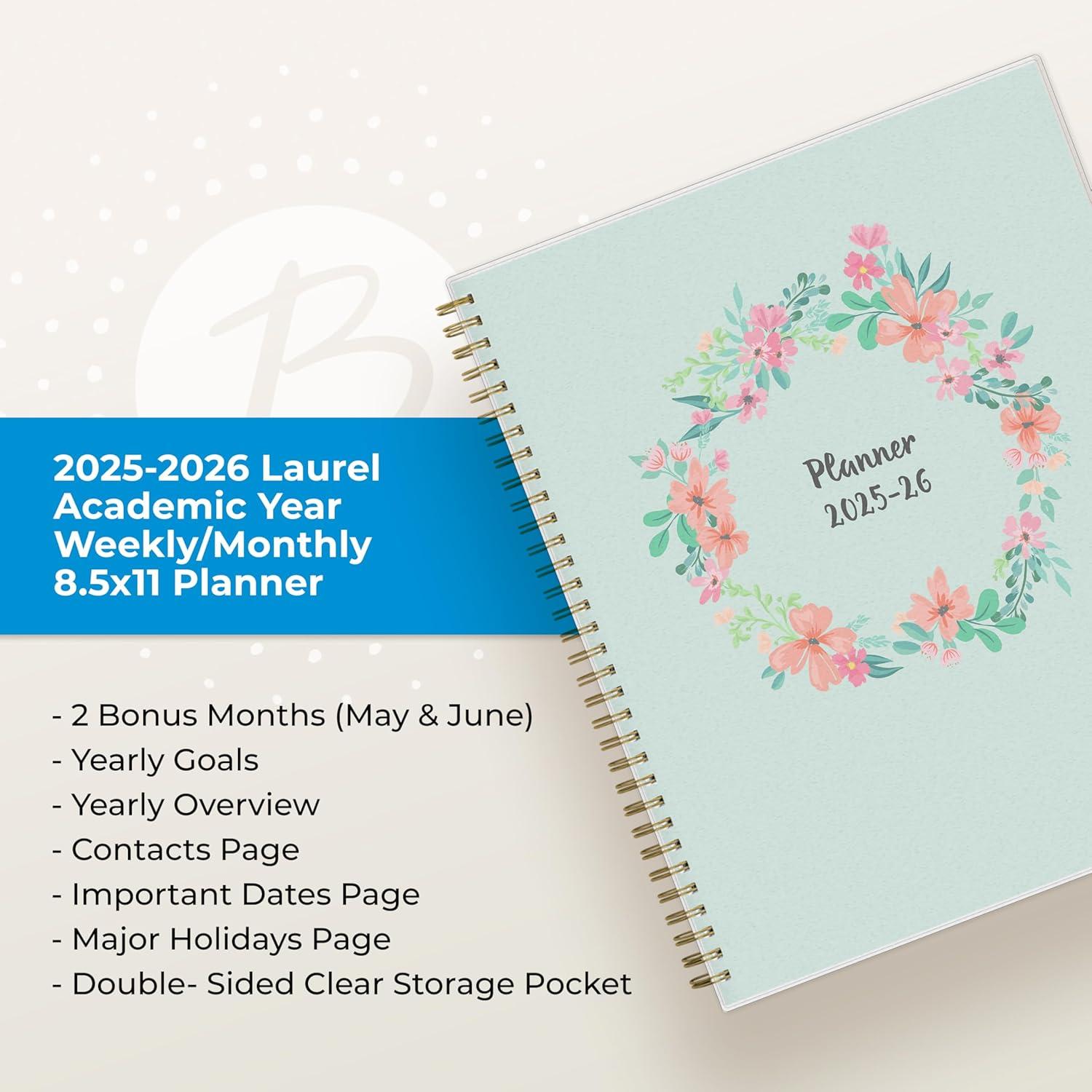 imageBlue Sky 20262027 Weekly and Monthly Academic Year Planner Calendar July 2026 June 2027 5 x 8 Flexible Cover Wirebound Laminated Tabs LaurelLaurel 20252026