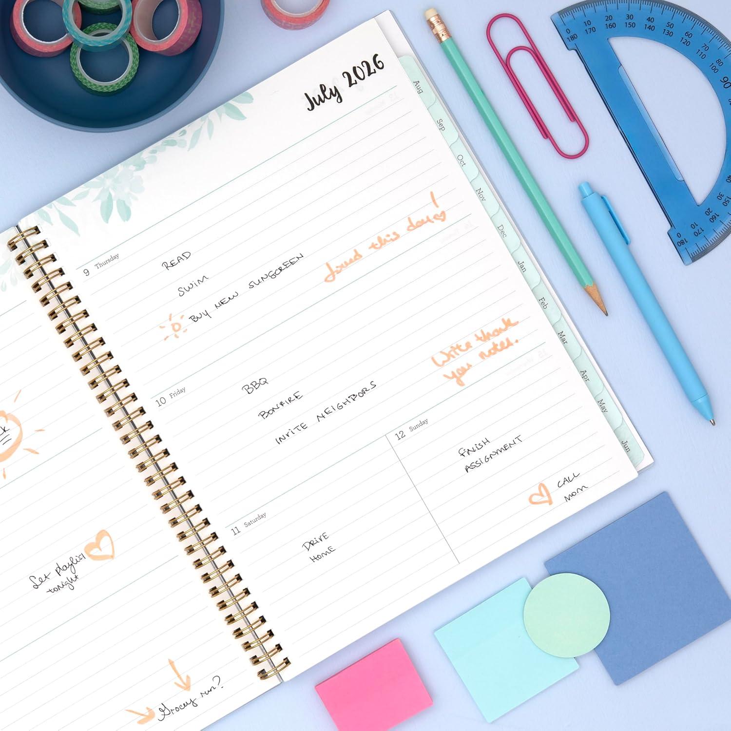 imageBlue Sky 20262027 Weekly and Monthly Academic Year Planner Calendar July 2026 June 2027 5 x 8 Flexible Cover Wirebound Laminated Tabs LaurelLaurel 20262027