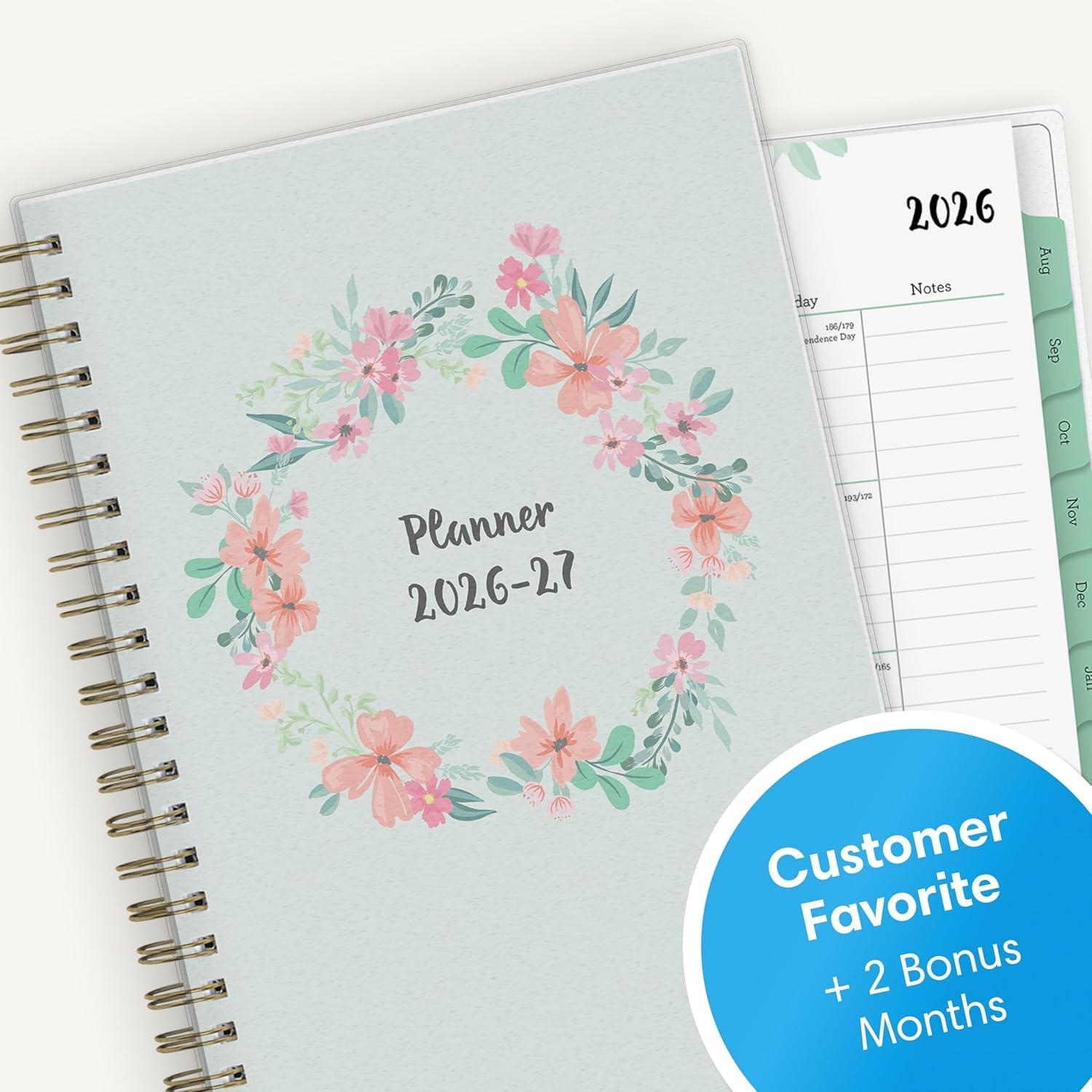 imageBlue Sky 20262027 Weekly and Monthly Academic Year Planner Calendar July 2026 June 2027 5 x 8 Flexible Cover Wirebound Laminated Tabs LaurelLaurel 20262027