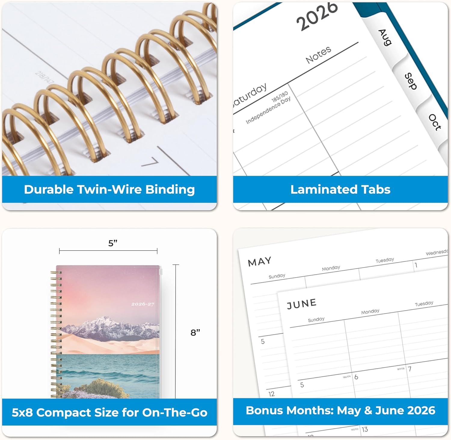 imageBlue Sky 20262027 Weekly and Monthly Academic Year Planner Calendar July 2026 June 2027 5 x 8 Flexible Cover With Zip Pouch Wirebound Storage Pocket Enough to BelieveEnough to Believe 20262027