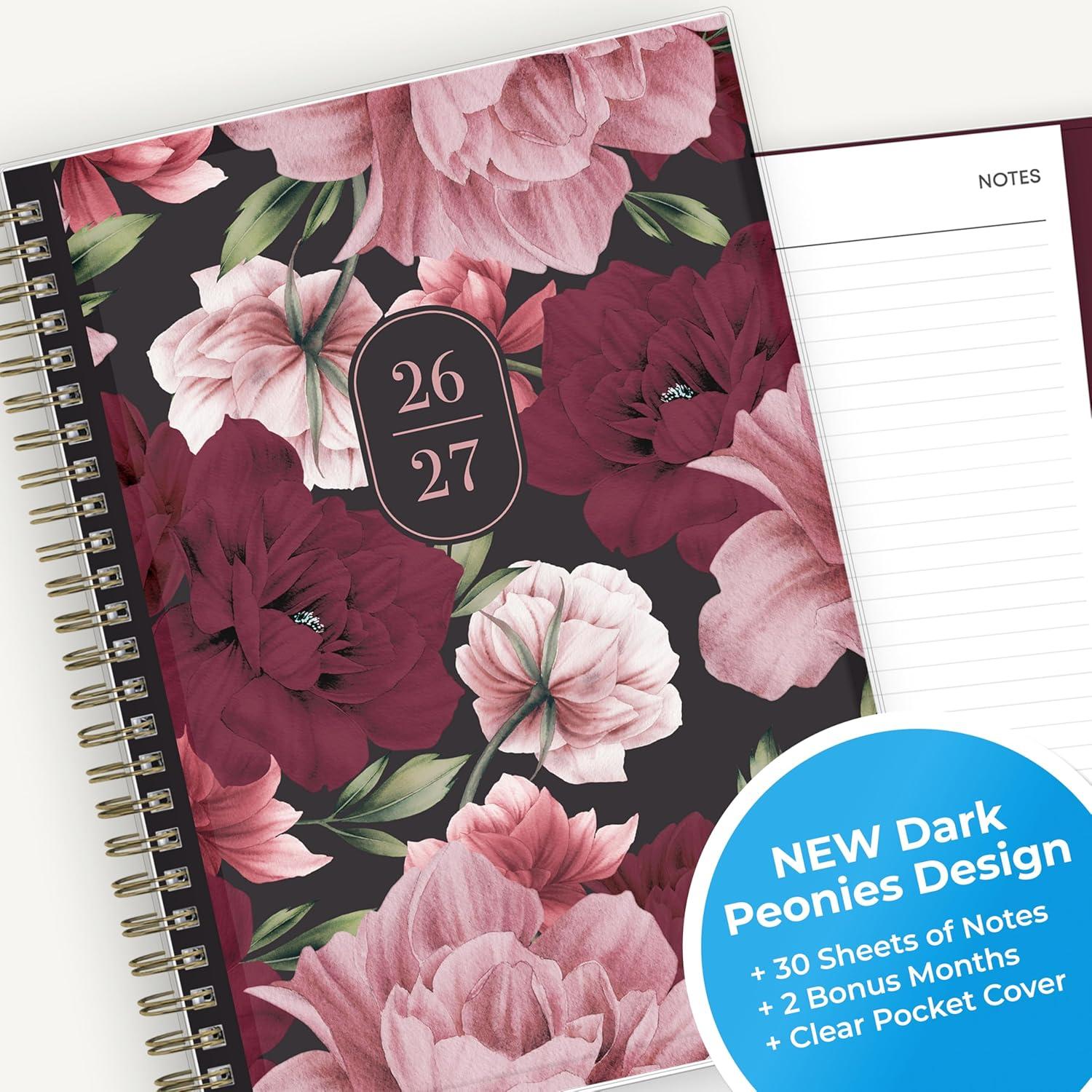 imageBlue Sky 20262027 Weekly and Monthly Academic Year Planner Calendar July 2026 June 2027 5875 x 8625 Flexible Pocket Cover Wirebound Laminated Tabs Includes Extra 30 Sheets of Notes Dark PeoniesDark Peonies 20262027