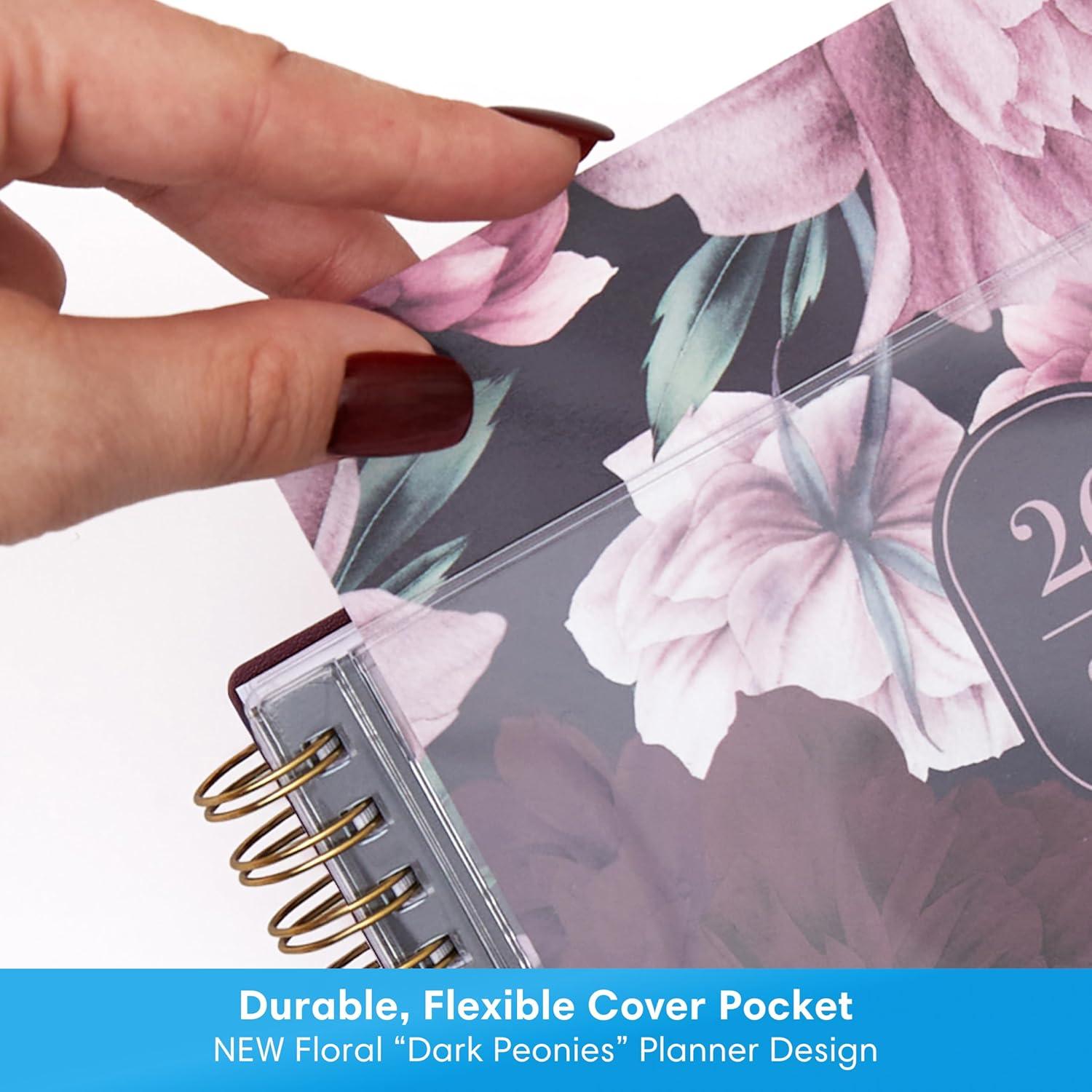 imageBlue Sky 20262027 Weekly and Monthly Academic Year Planner Calendar July 2026 June 2027 5875 x 8625 Flexible Pocket Cover Wirebound Laminated Tabs Includes Extra 30 Sheets of Notes Dark PeoniesDark Peonies 20262027