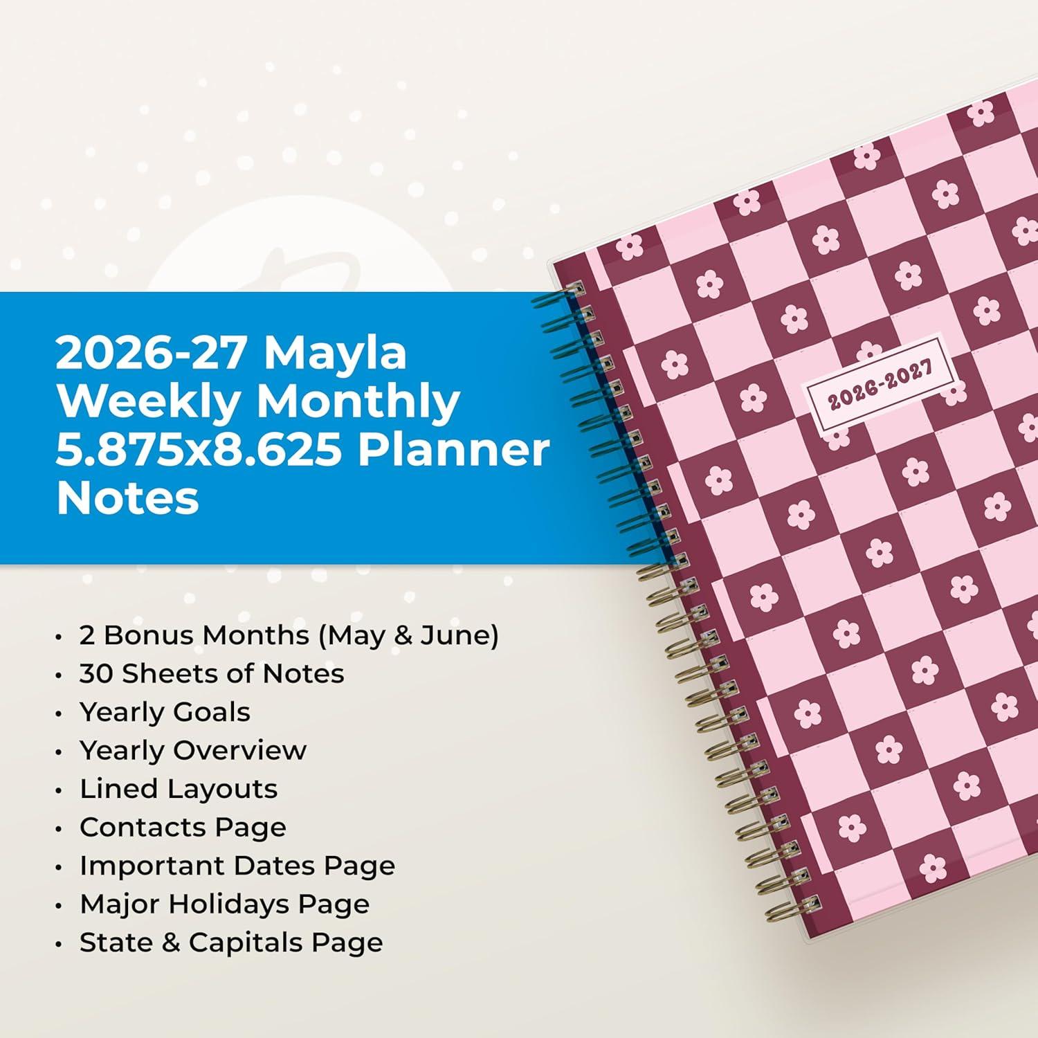 imageBlue Sky 20262027 Weekly and Monthly Academic Year Planner Calendar July 2026 June 2027 5875 x 8625 Flexible Pocket Cover Wirebound Laminated Tabs Includes Extra 30 Sheets of Notes Dark PeoniesMayla 20262027
